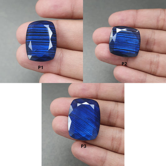 Rainbow Flashing LABRADORITE Gemstone Normal Cut : Natural Untreated Blue Labradorite Cushion Shape