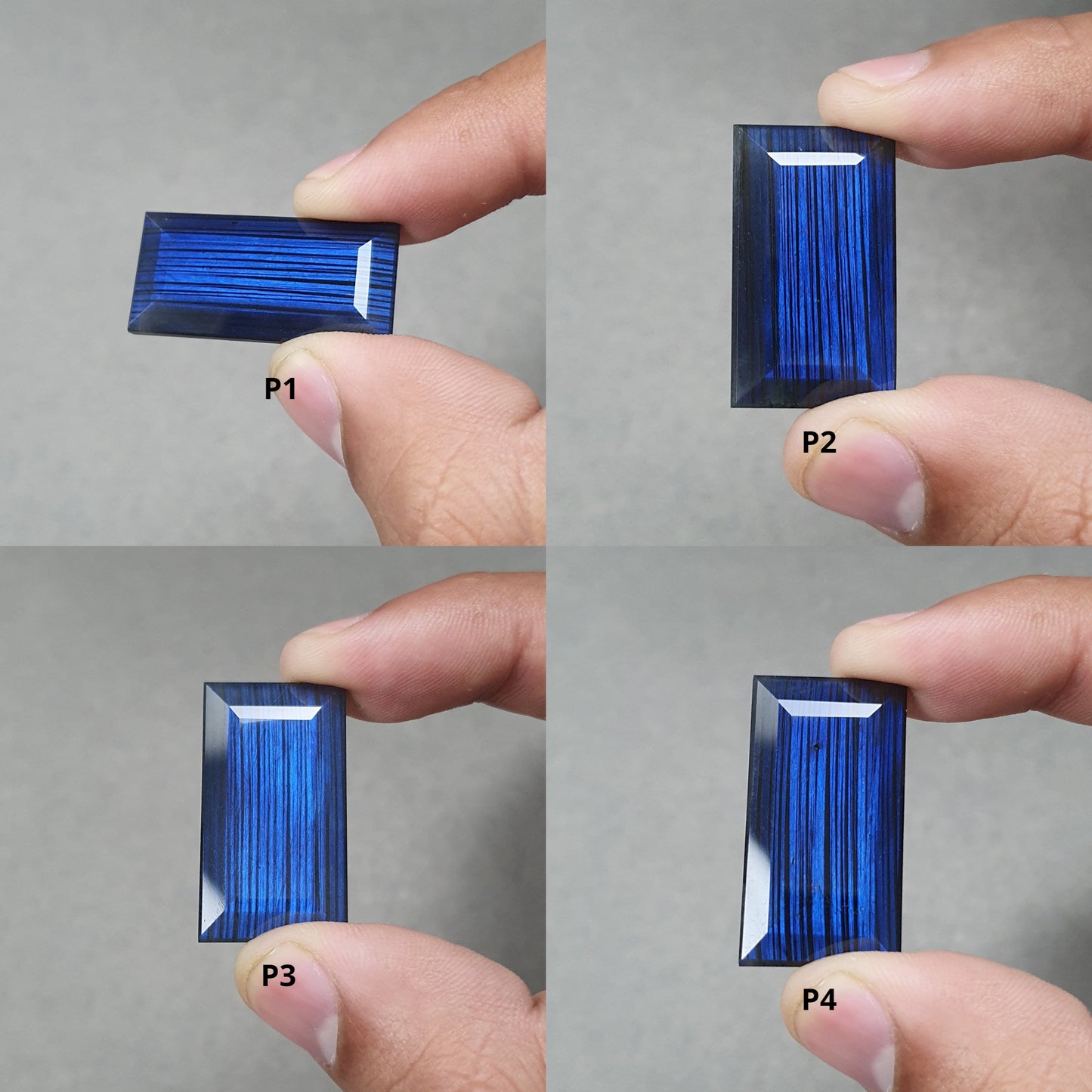 Rainbow Flashing LABRADORITE Gemstone Normal Cut : Natural Untreated Blue Labradorite Baguette Shape