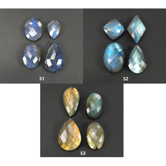 Rainbow Flashing LABRADORITE Gemstone Checker Cut : Natural Untreated Blue Labradorite Pear Oval Marquise Shape