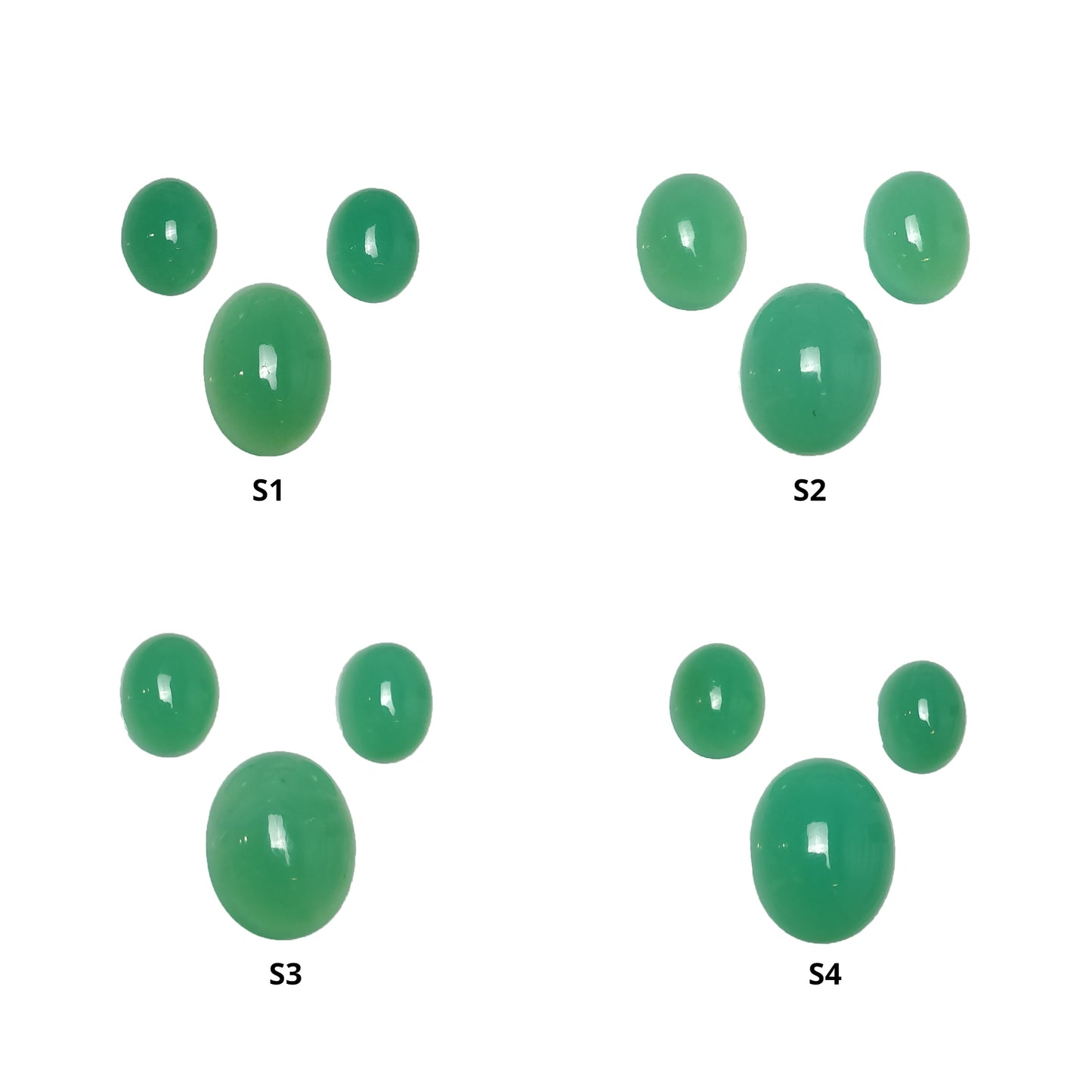 GREEN CHRYSOPRASE Gemstone Cabochon : Natural Untreated Unheated Chrysoprase Oval Shape 3pcs Sets