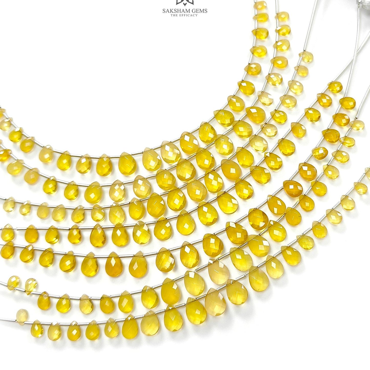 Yellow Opal Faceted Loose Beads: 19.00cts Natural Untreated Opal Gemstone Pear Shape Fancy Cut Beads For Jewelry 6*4mm - 10*7mm 1 Strand