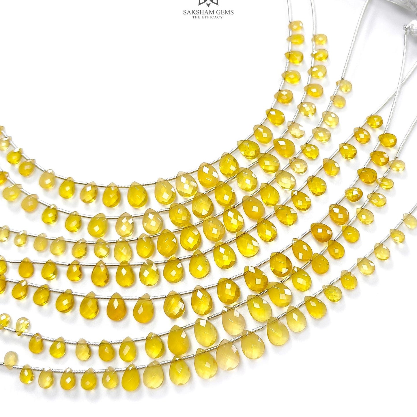Yellow Opal Faceted Loose Beads: 19.00cts Natural Untreated Opal Gemstone Pear Shape Fancy Cut Beads For Jewelry 6*4mm - 10*7mm 1 Strand