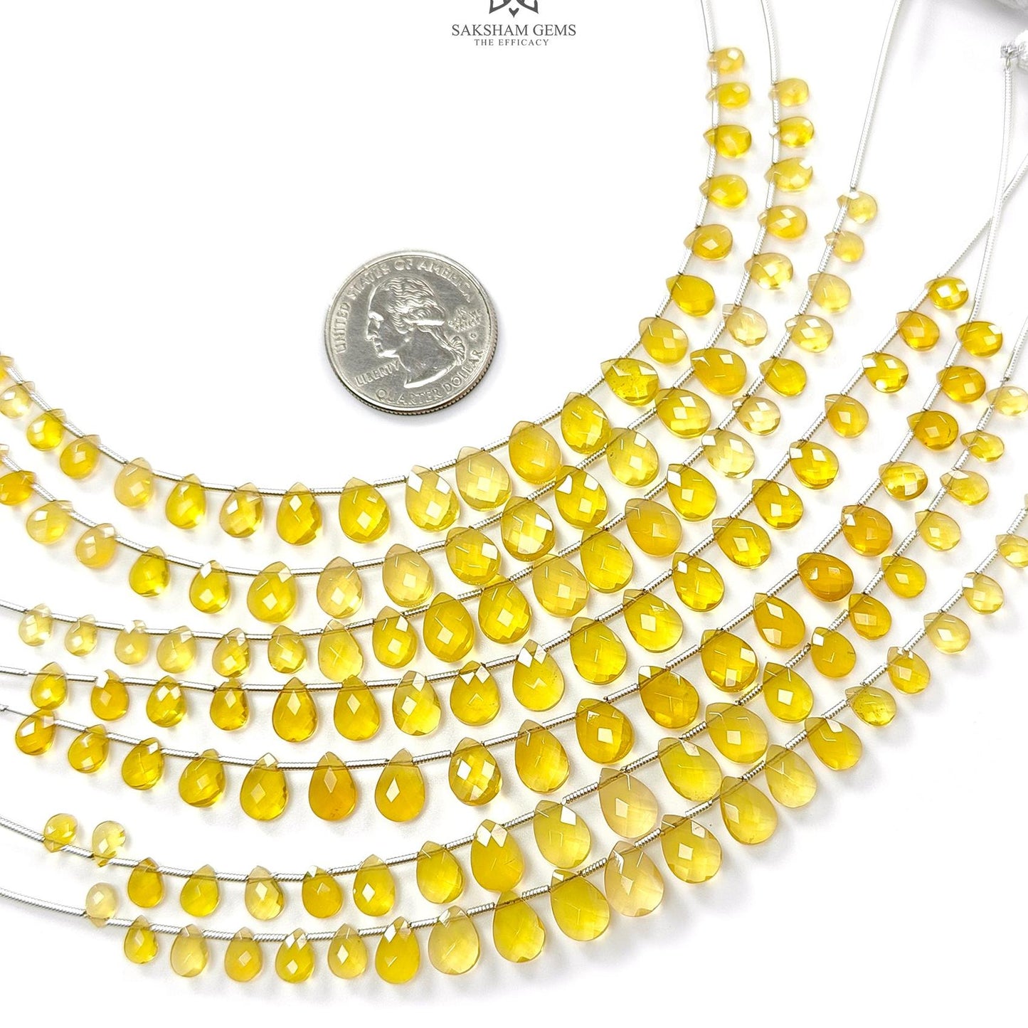 Yellow Opal Faceted Loose Beads: 19.00cts Natural Untreated Opal Gemstone Pear Shape Fancy Cut Beads For Jewelry 6*4mm - 10*7mm 1 Strand