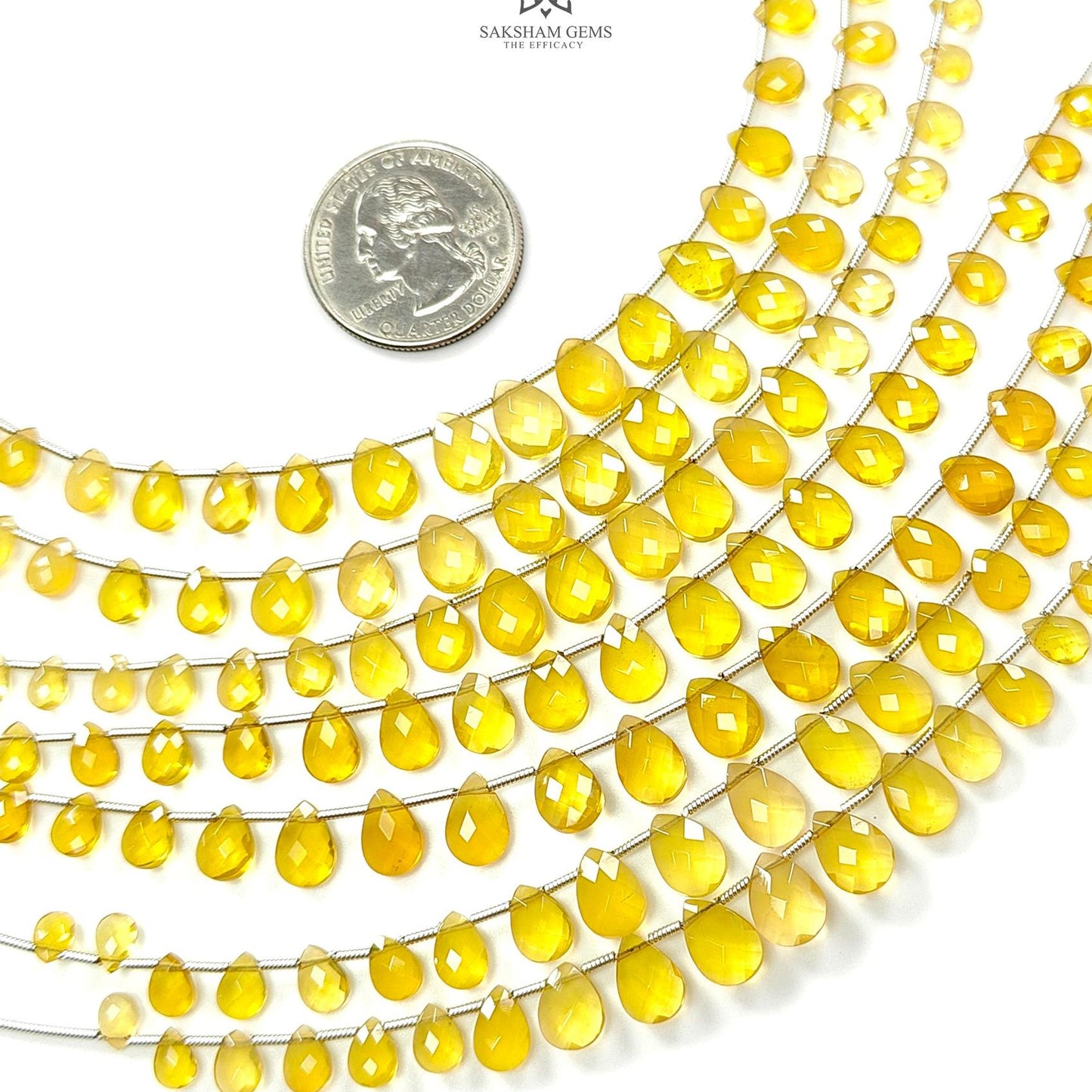 Yellow Opal Faceted Loose Beads: 19.00cts Natural Untreated Opal Gemstone Pear Shape Fancy Cut Beads For Jewelry 6*4mm - 10*7mm 1 Strand