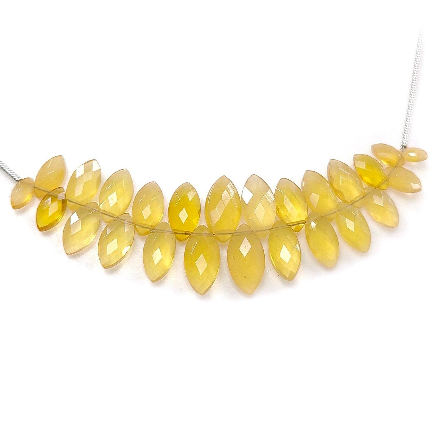 Yellow Opal Faceted Loose Beads: 19.00cts Natural Untreated Opal Gemstone Marquise Shape Both Side Cut Beads 6mm - 12mm 3" Strand