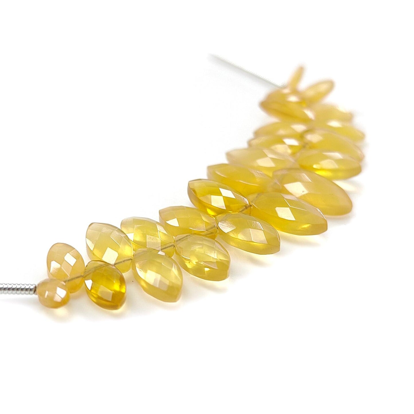 Yellow Opal Faceted Loose Beads: 19.00cts Natural Untreated Opal Gemstone Marquise Shape Both Side Cut Beads 6mm - 12mm 3" Strand
