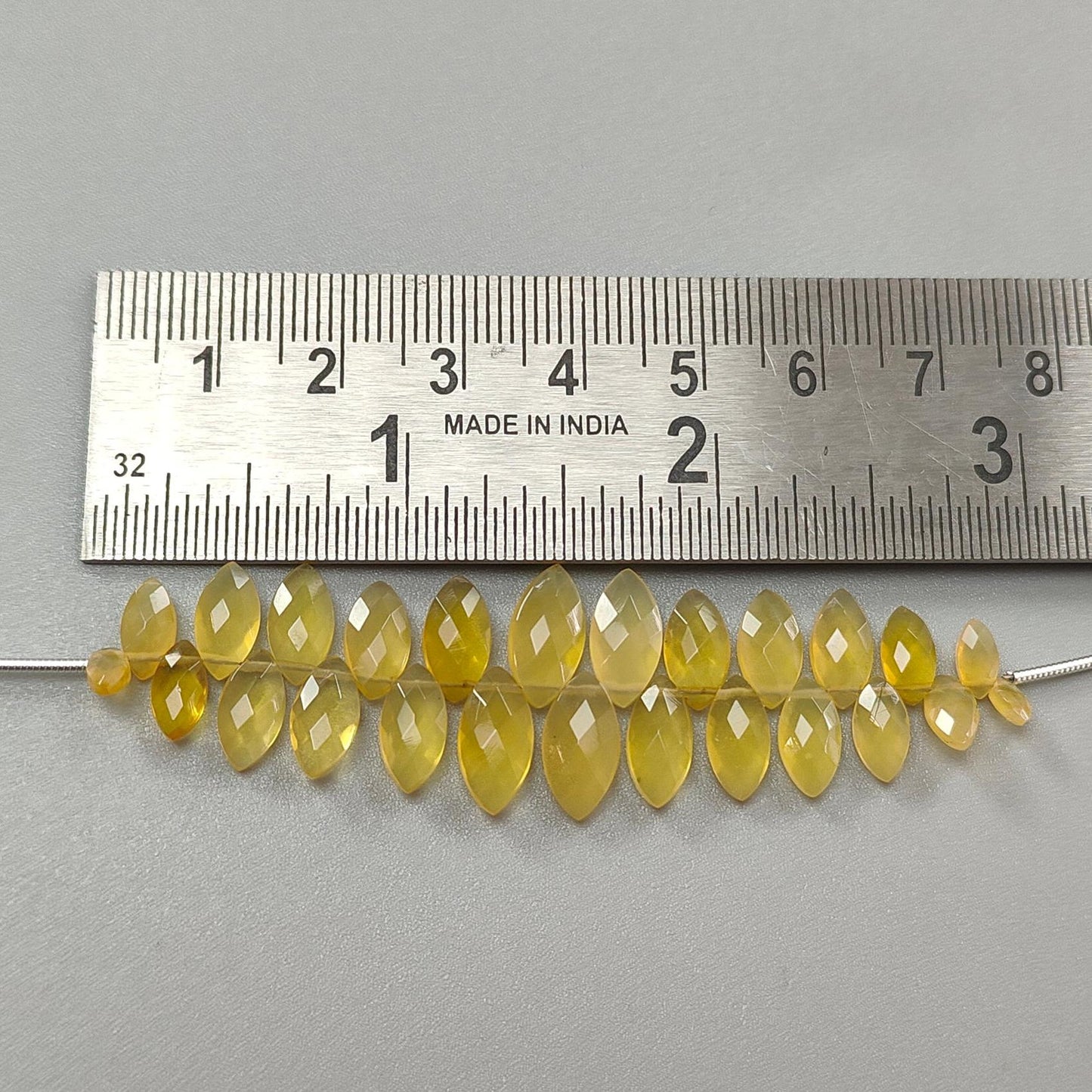 Yellow Opal Faceted Loose Beads: 19.00cts Natural Untreated Opal Gemstone Marquise Shape Both Side Cut Beads 6mm - 12mm 3" Strand