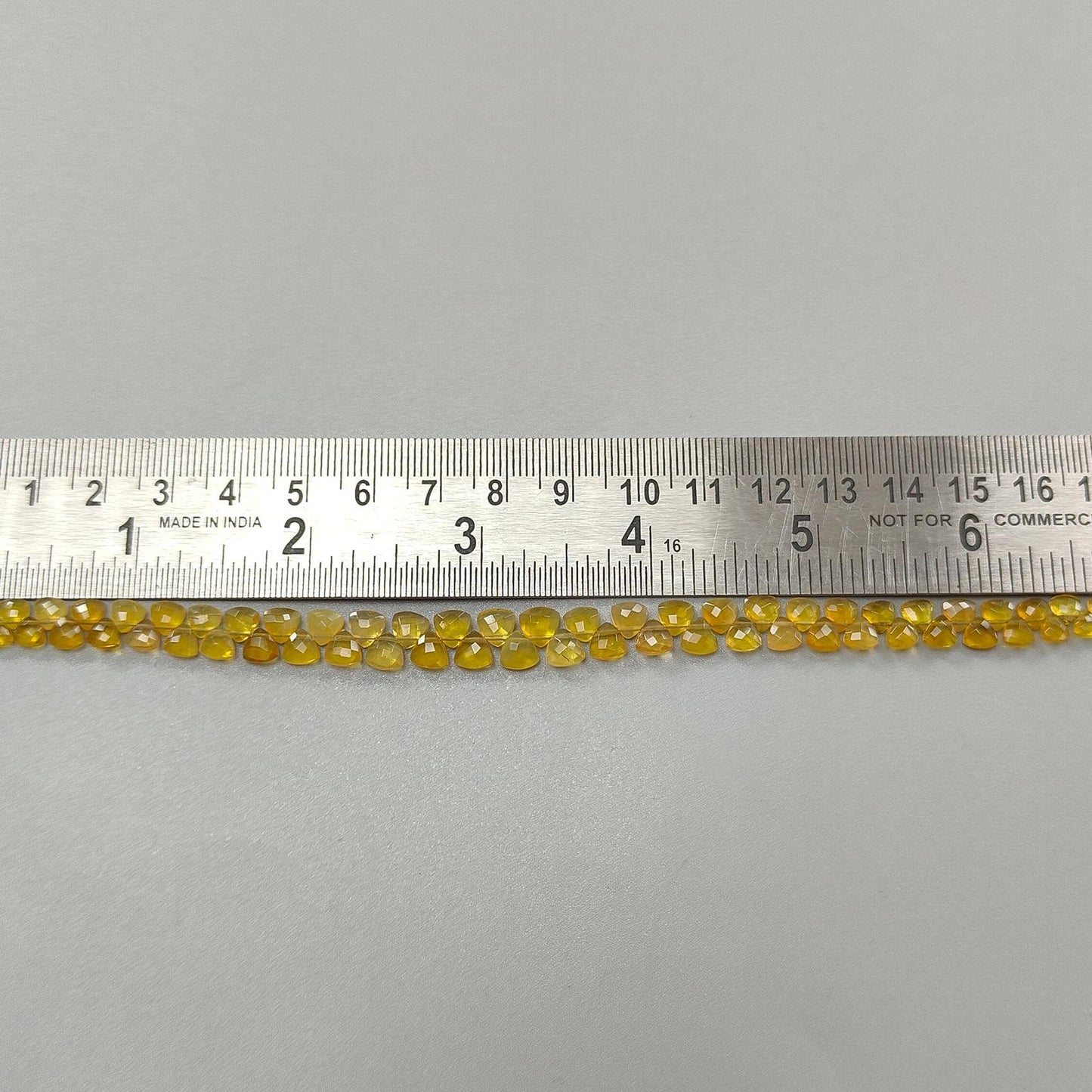 Yellow Opal Faceted Loose Beads: 19.60cts Natural Untreated Opal Gemstone Trillion Shape Both Side Cut Beads 4mm - 6mm 6.75" Strand