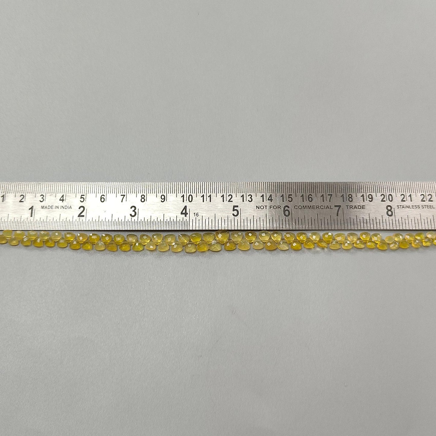 Yellow Opal Faceted Loose Beads: 27.00cts Natural Untreated Opal Gemstone Trillion Shape Both Side Cut Beads 4mm - 7mm 9" Strand