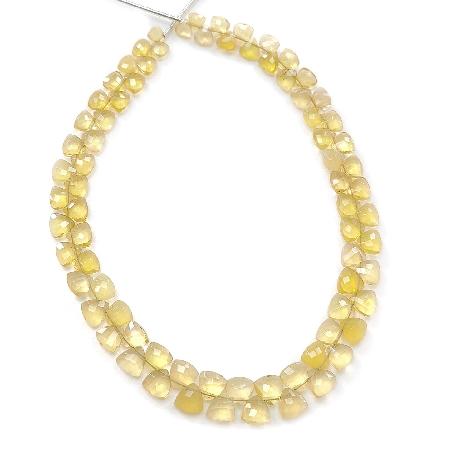 Yellow Opal Faceted Loose Beads: 28.00cts Natural Untreated Opal Gemstone Trillion Shape Both Side Cut Beads 4mm - 6mm 9" Strand