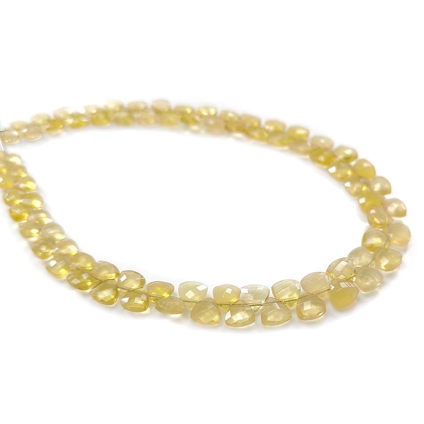 Yellow Opal Faceted Loose Beads: 28.00cts Natural Untreated Opal Gemstone Trillion Shape Both Side Cut Beads 4mm - 6mm 9" Strand