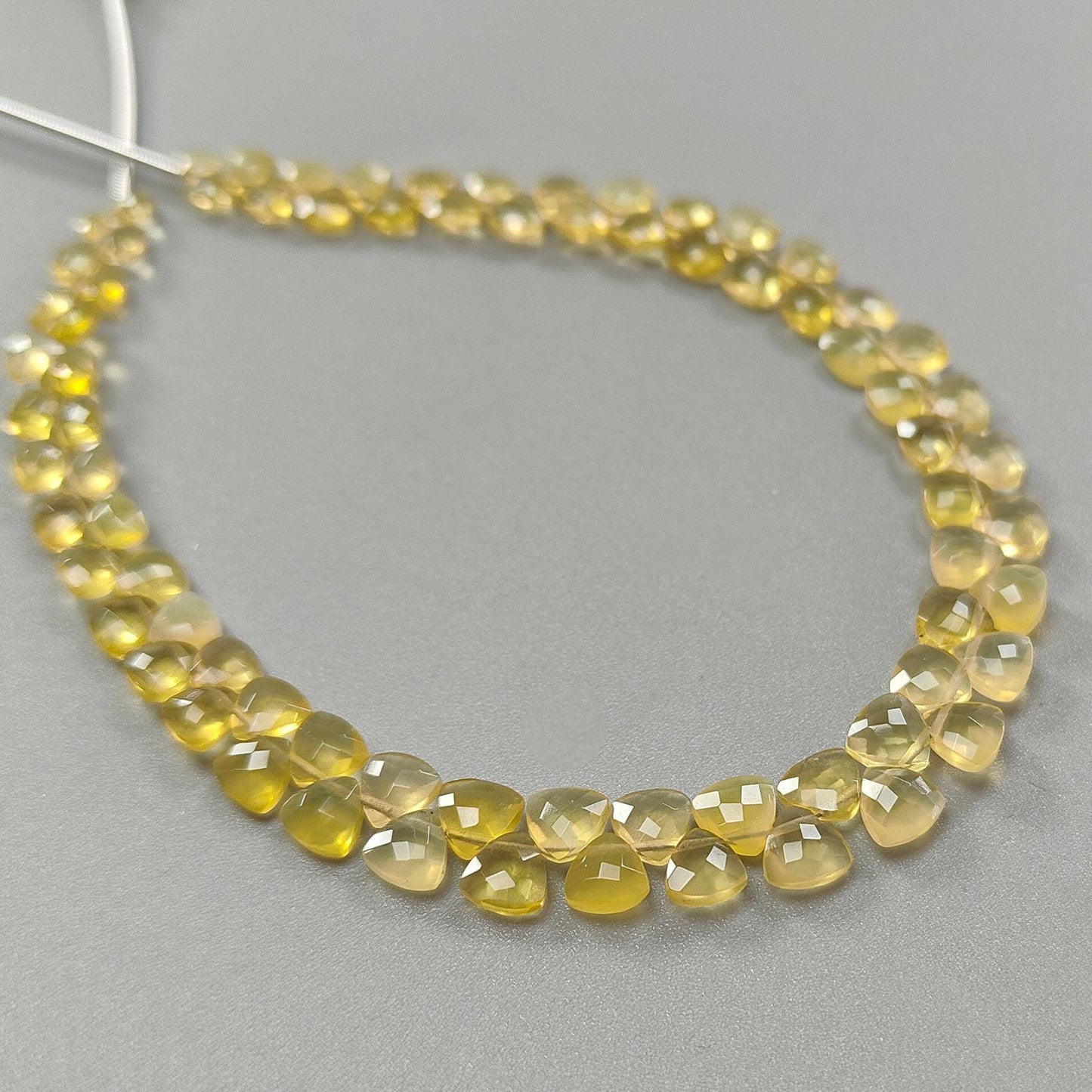 Yellow Opal Faceted Loose Beads: 28.00cts Natural Untreated Opal Gemstone Trillion Shape Both Side Cut Beads 4mm - 6mm 9" Strand