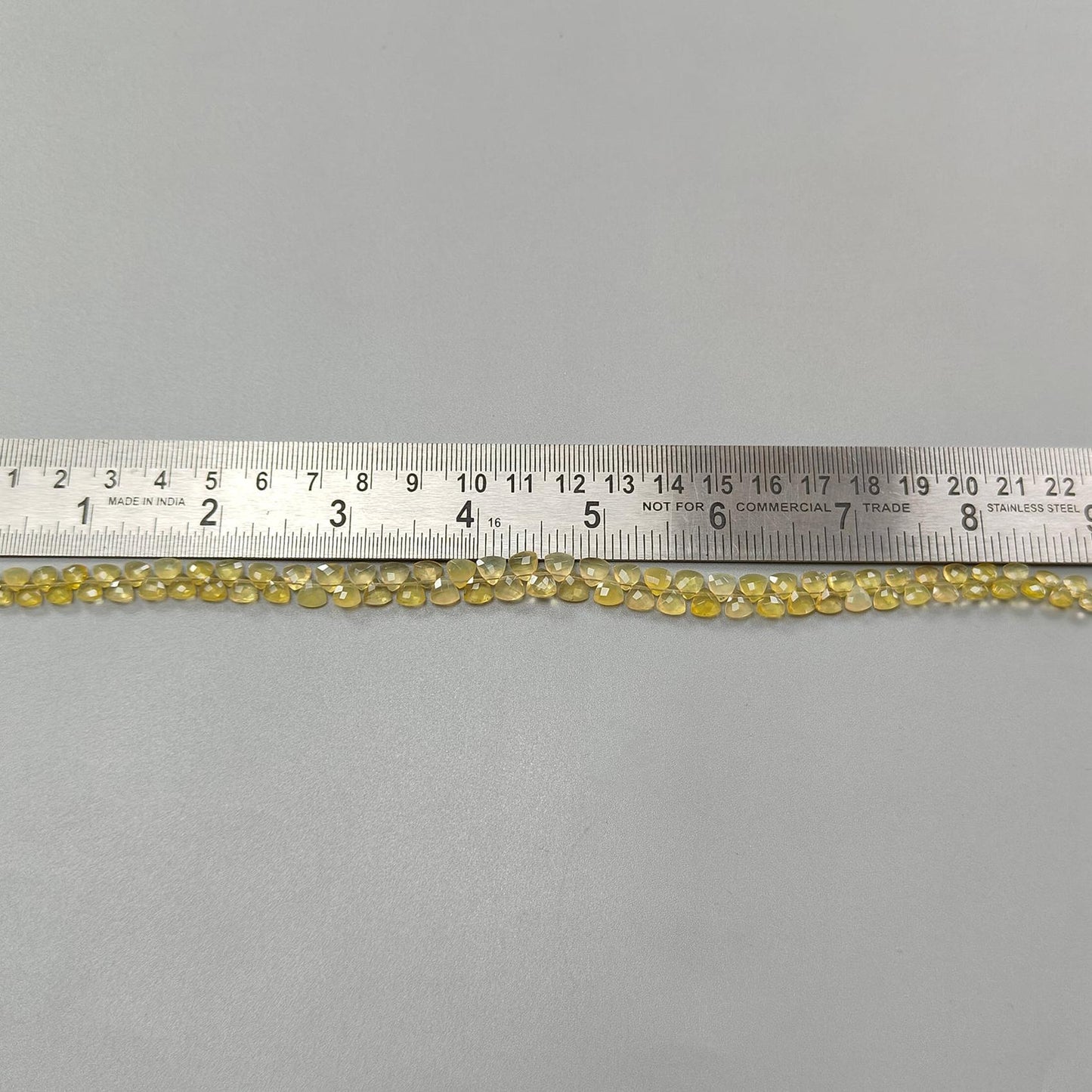 Yellow Opal Faceted Loose Beads: 28.00cts Natural Untreated Opal Gemstone Trillion Shape Both Side Cut Beads 4mm - 6mm 9" Strand