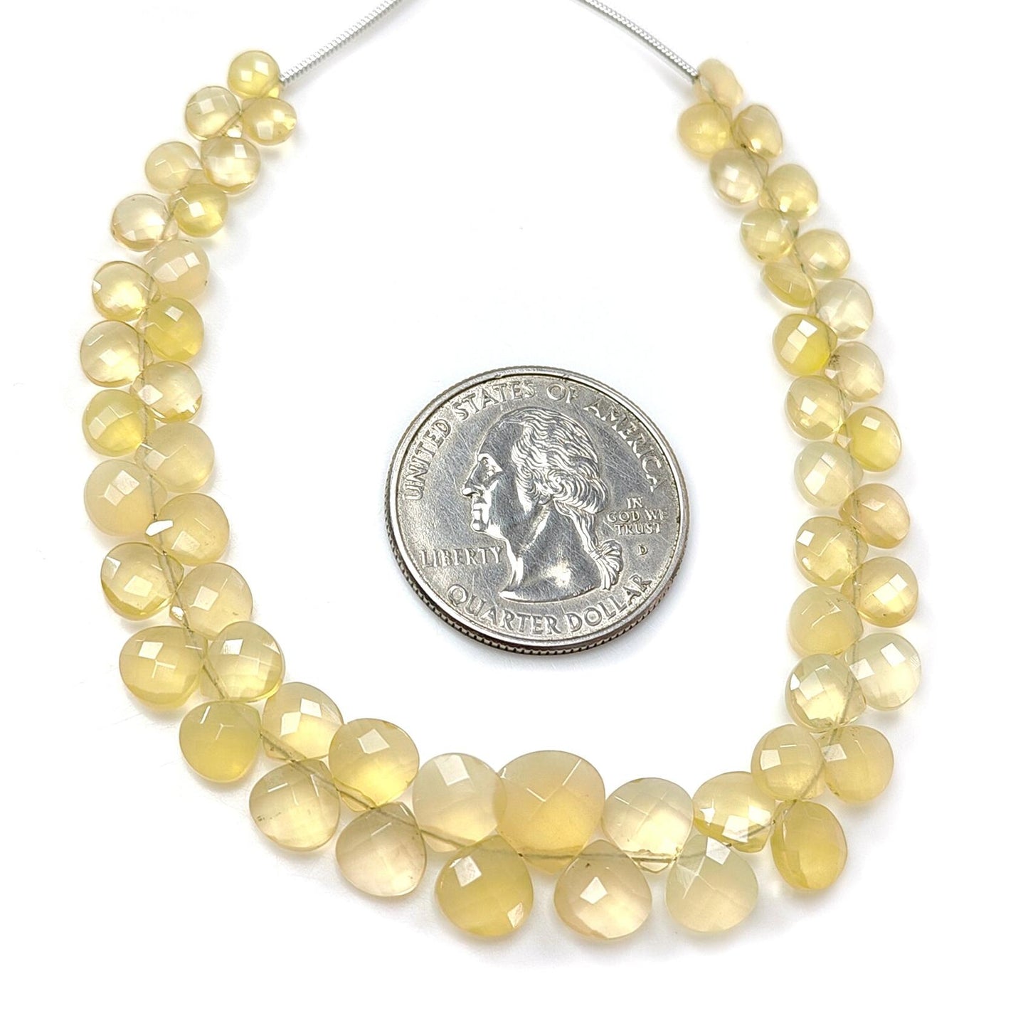 Yellow Opal Faceted Loose Beads: 28.60cts Natural Untreated Opal Gemstone Trillion Shape Both Side Cut Beads 5mm - 9mm 6.75" Strand