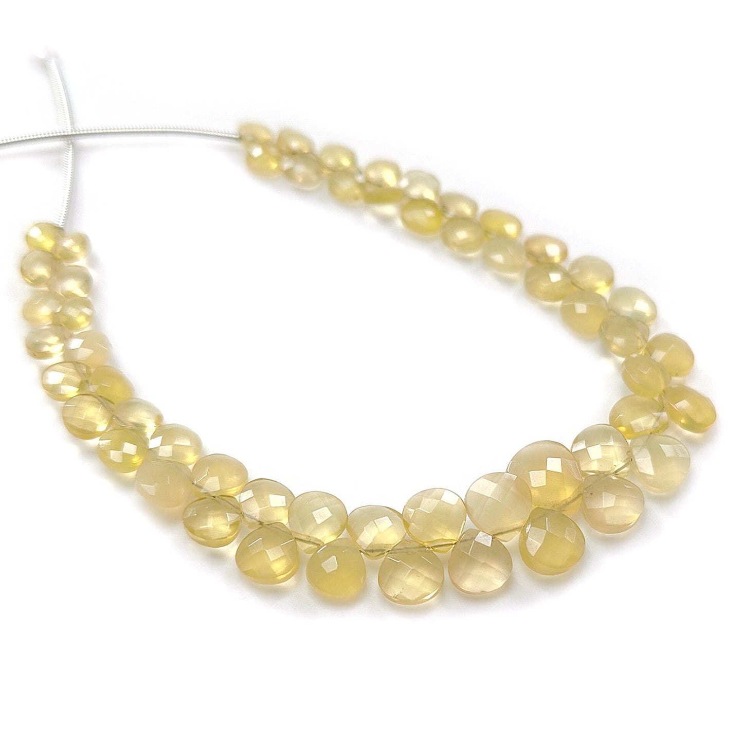 Yellow Opal Faceted Loose Beads: 28.60cts Natural Untreated Opal Gemstone Trillion Shape Both Side Cut Beads 5mm - 9mm 6.75" Strand