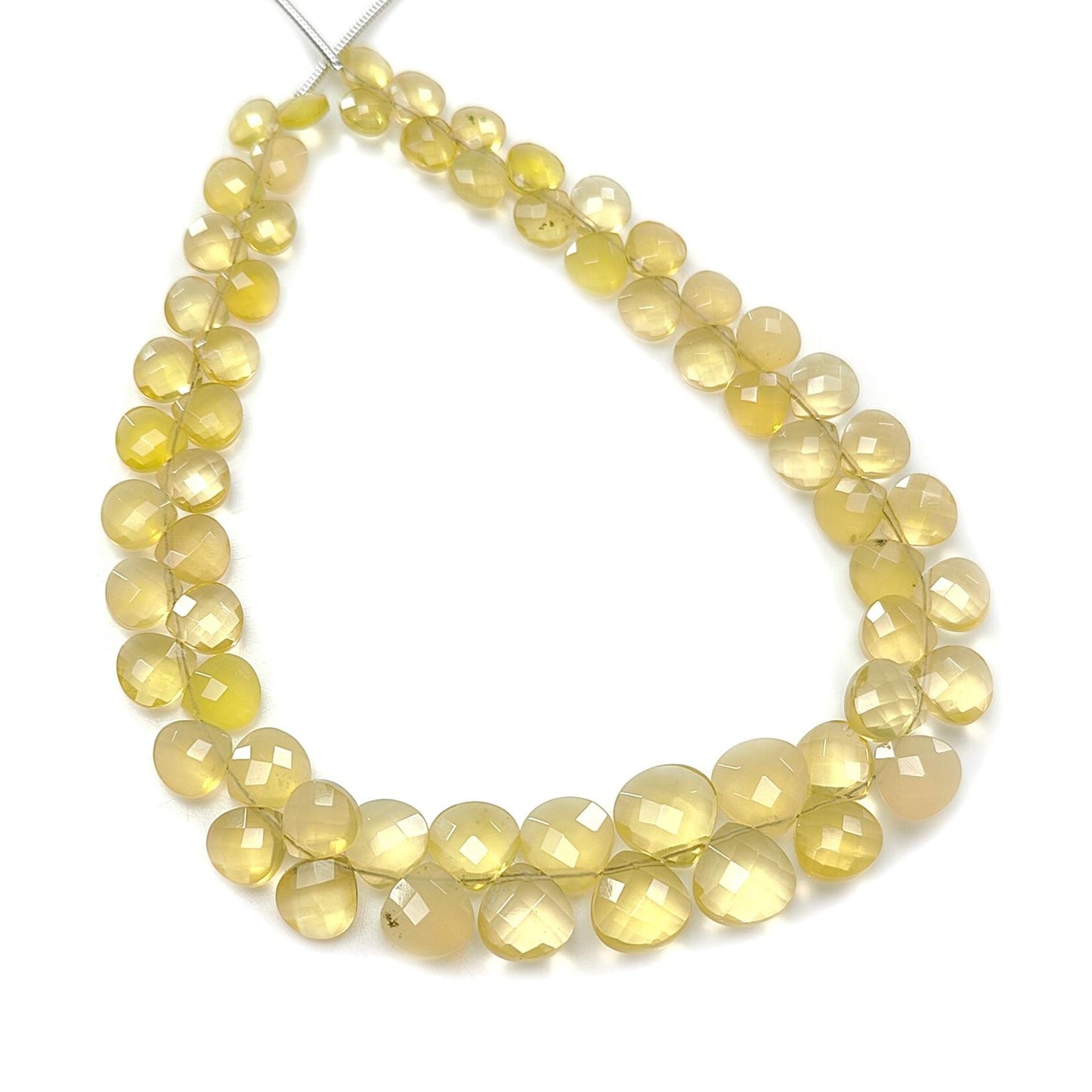 Yellow Opal Faceted Loose Beads: 36.00cts Natural Untreated Opal Gemstone Trillion Shape Both Side Cut Beads 5mm - 8mm 7.90" Strand