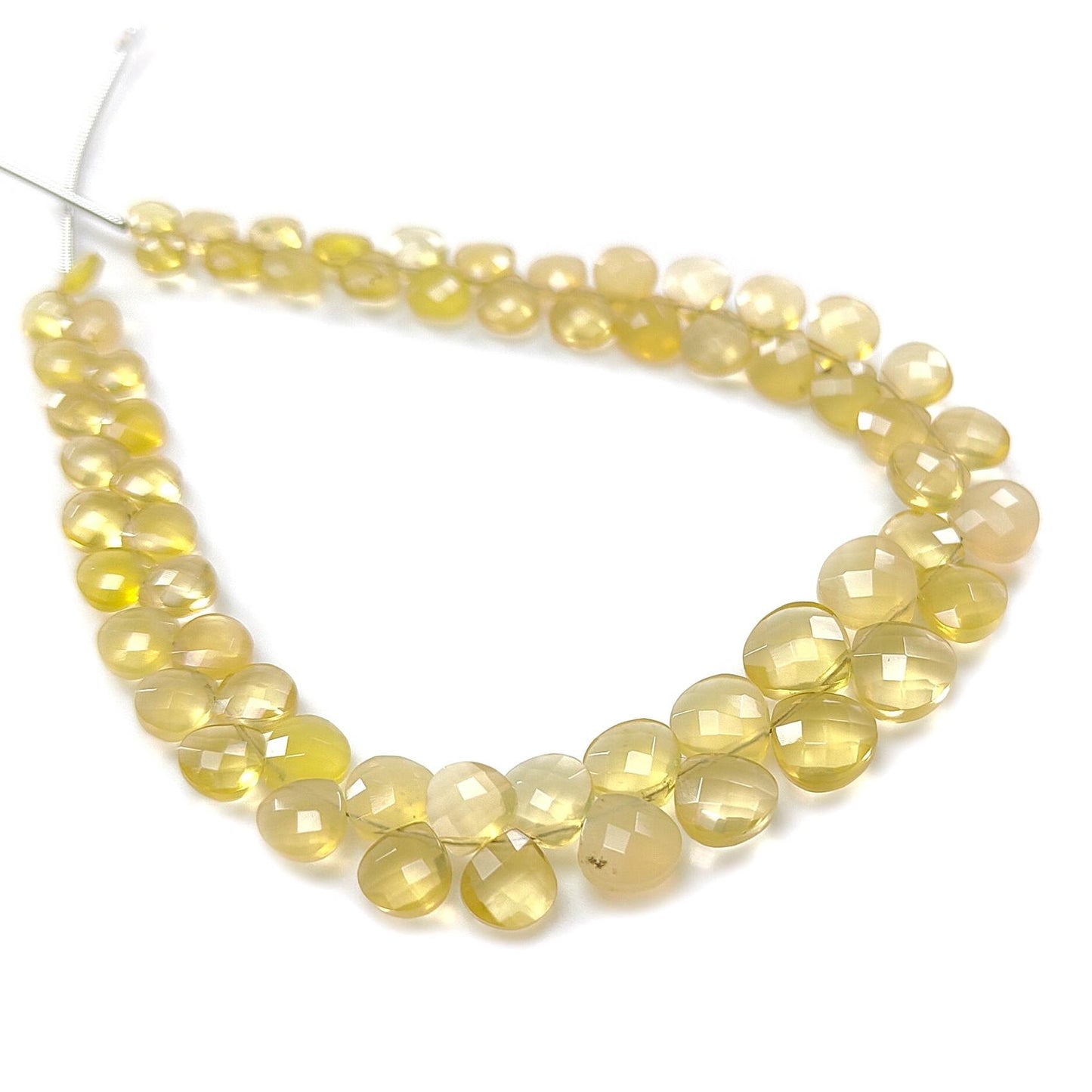 Yellow Opal Faceted Loose Beads: 36.00cts Natural Untreated Opal Gemstone Trillion Shape Both Side Cut Beads 5mm - 8mm 7.90" Strand