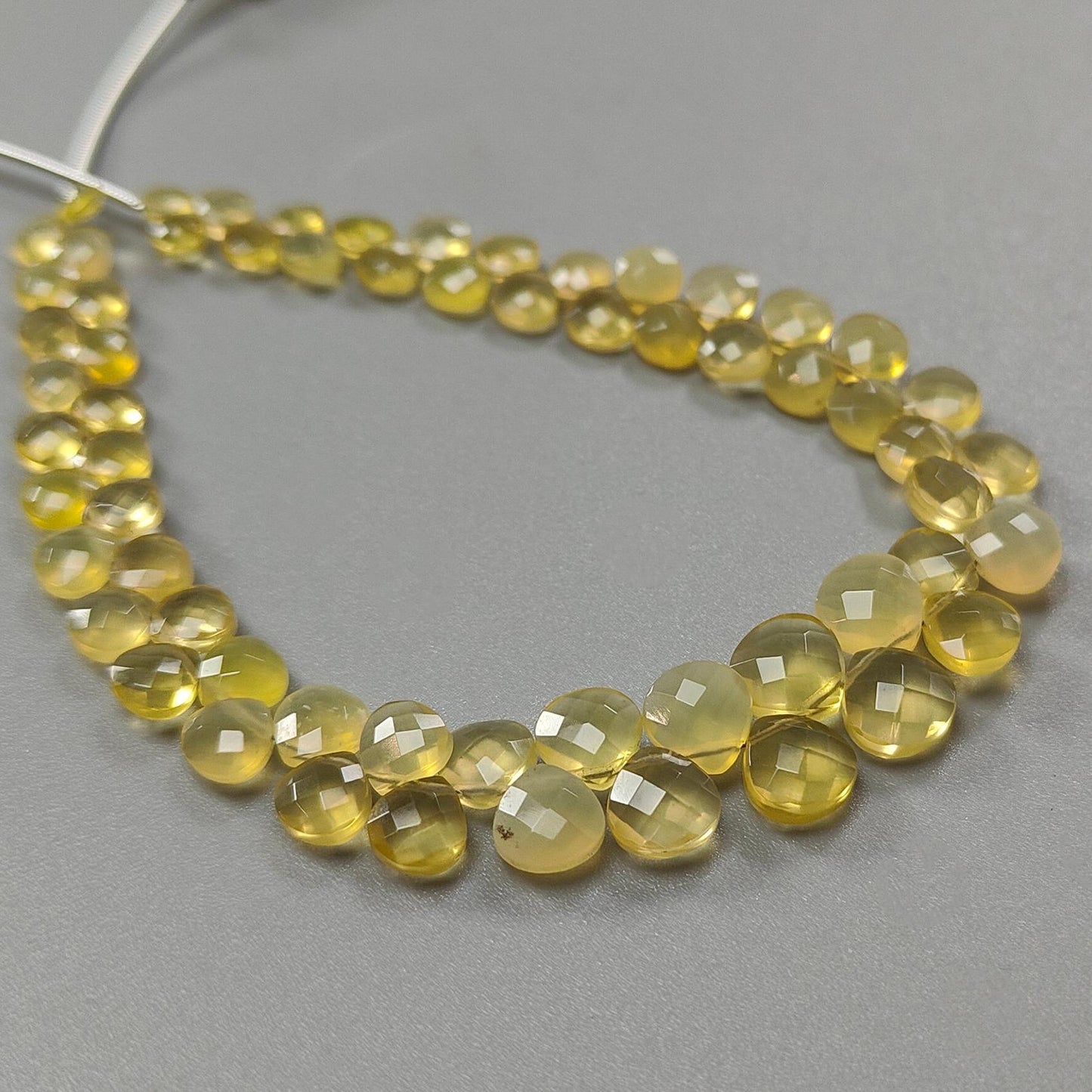 Yellow Opal Faceted Loose Beads: 36.00cts Natural Untreated Opal Gemstone Trillion Shape Both Side Cut Beads 5mm - 8mm 7.90" Strand