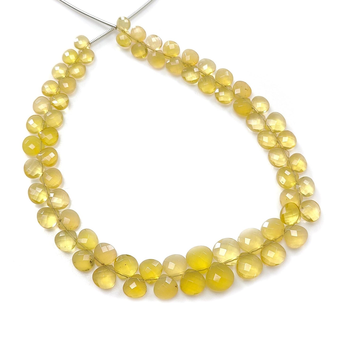 Yellow Opal Faceted Loose Beads: 41.00cts Natural Untreated Opal Gemstone Trillion Shape Both Side Cut Beads 5mm - 8mm 8.80" Strand