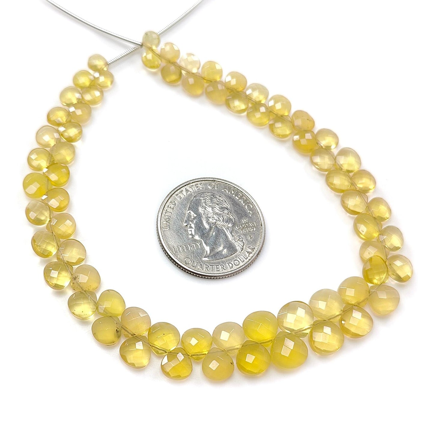 Yellow Opal Faceted Loose Beads: 41.00cts Natural Untreated Opal Gemstone Trillion Shape Both Side Cut Beads 5mm - 8mm 8.80" Strand