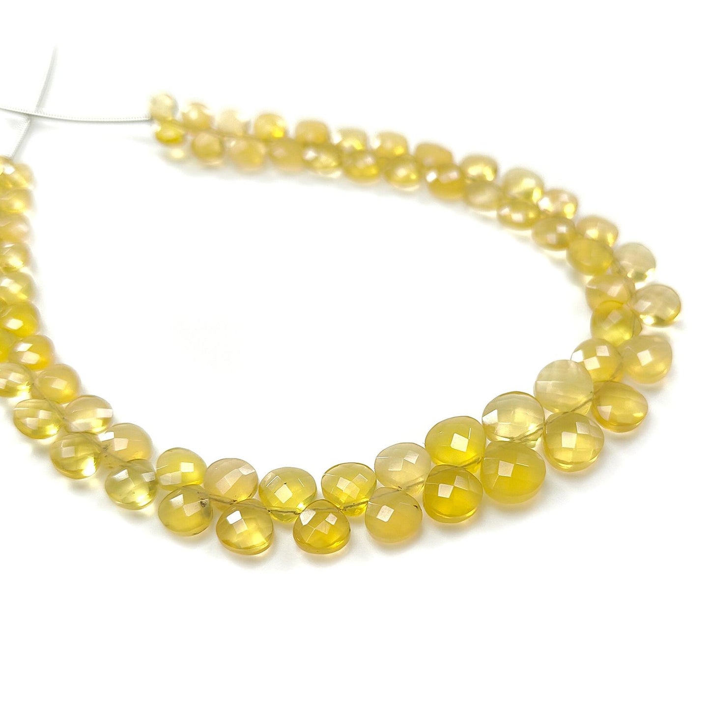 Yellow Opal Faceted Loose Beads: 41.00cts Natural Untreated Opal Gemstone Trillion Shape Both Side Cut Beads 5mm - 8mm 8.80" Strand