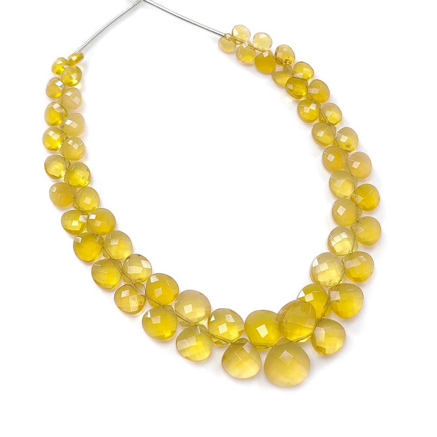Yellow Opal Faceted Loose Beads: 42.70cts Natural Untreated Opal Gemstone Trillion Shape Both Side Cut Beads 5mm - 10mm 7.50" Strand