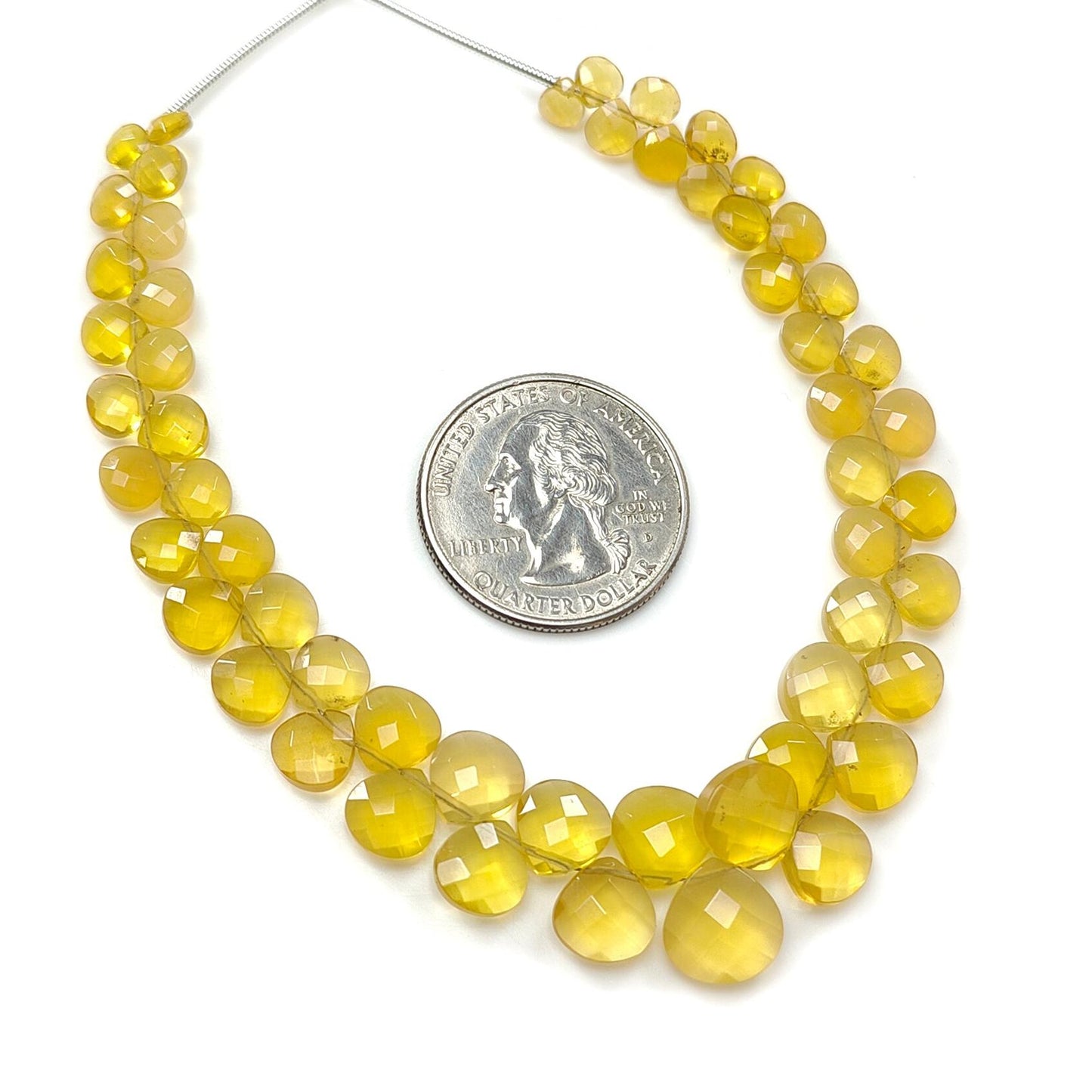 Yellow Opal Faceted Loose Beads: 42.70cts Natural Untreated Opal Gemstone Trillion Shape Both Side Cut Beads 5mm - 10mm 7.50" Strand