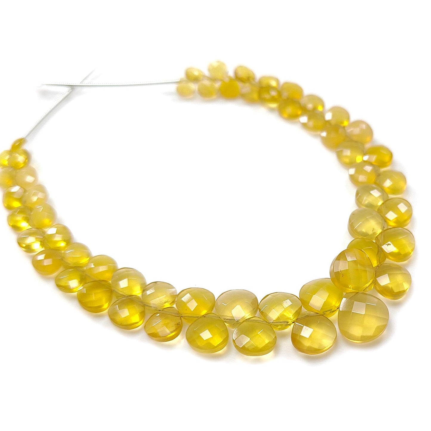 Yellow Opal Faceted Loose Beads: 42.70cts Natural Untreated Opal Gemstone Trillion Shape Both Side Cut Beads 5mm - 10mm 7.50" Strand
