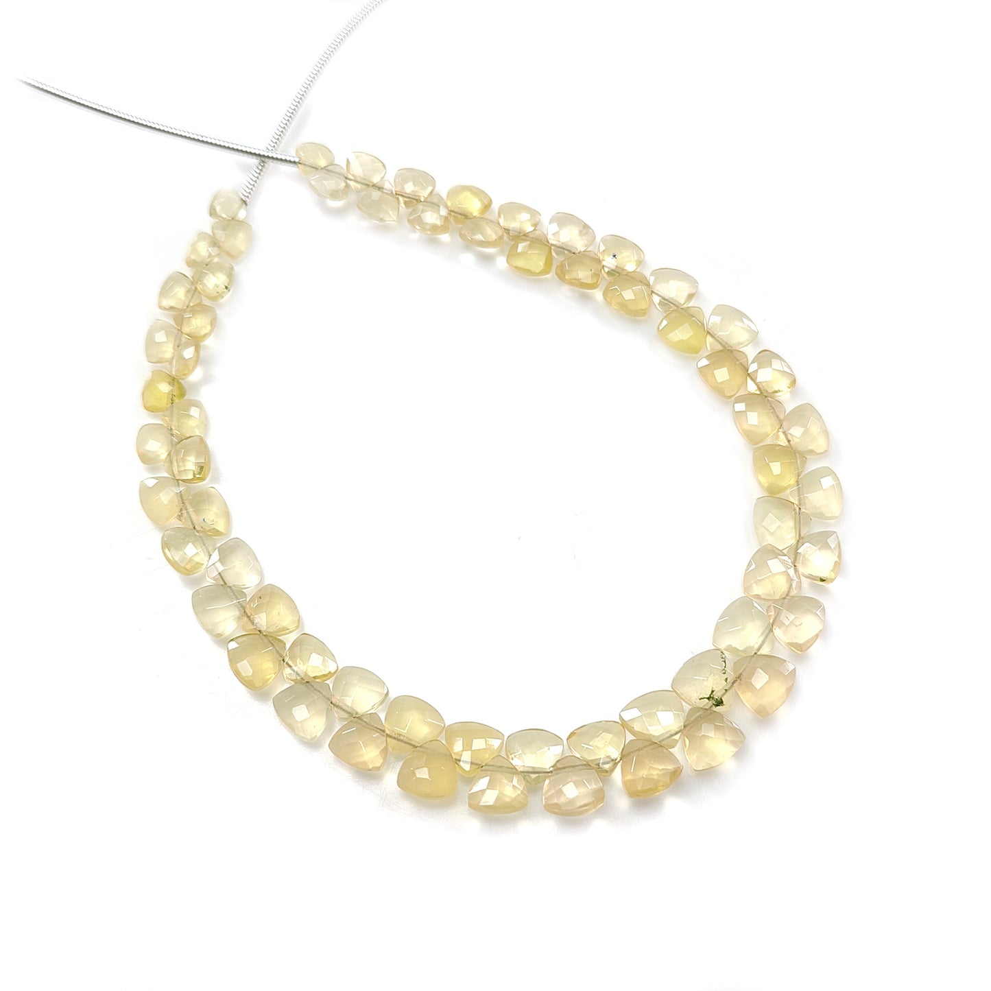 Yellow Opal Faceted Loose Beads: 21.00cts Natural Untreated Opal Gemstone Triangle Shape Both Side Cut Beads 4mm - 6mm 7.5" Strand