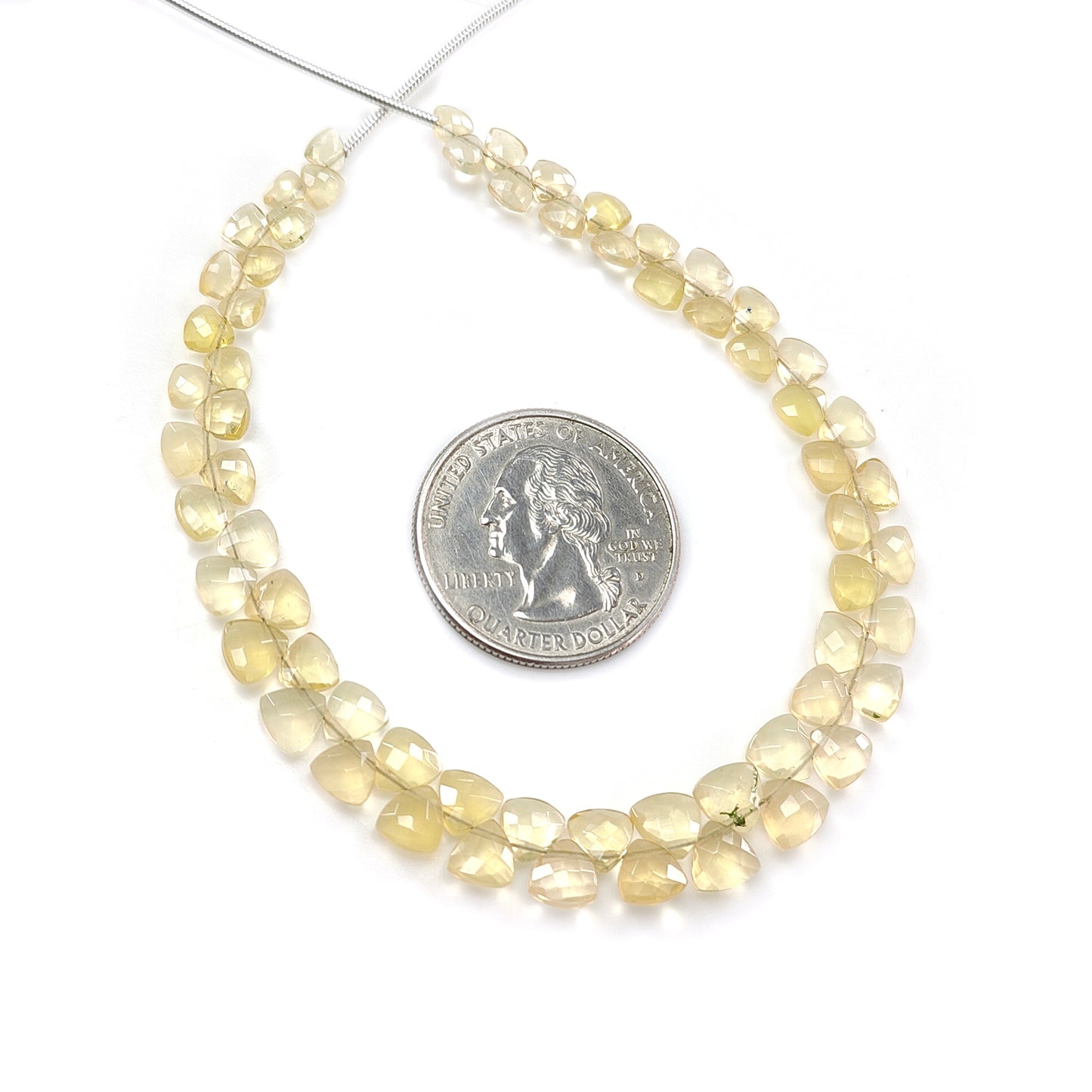 Yellow Opal Faceted Loose Beads: 21.00cts Natural Untreated Opal Gemstone Triangle Shape Both Side Cut Beads 4mm - 6mm 7.5" Strand