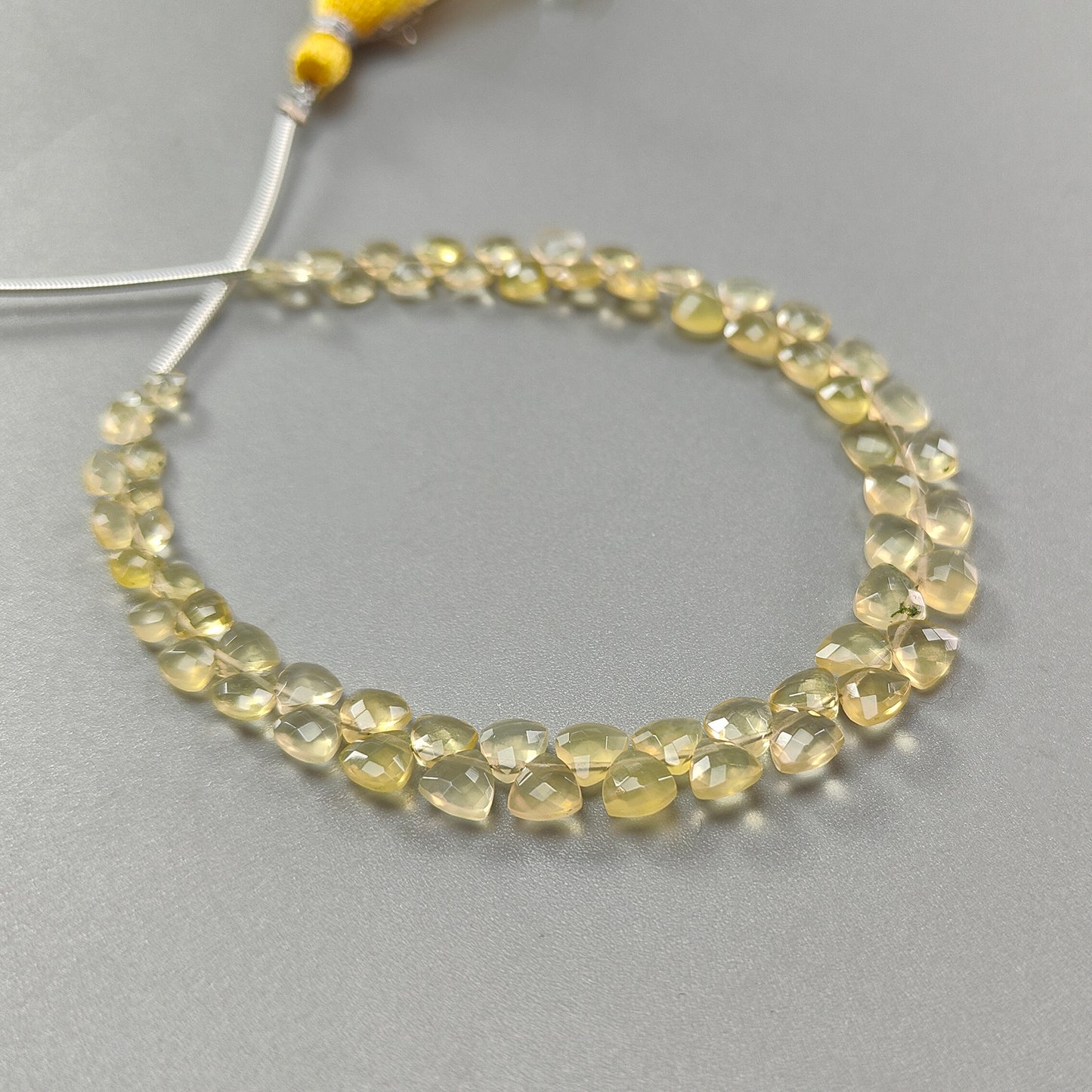 Yellow Opal Faceted Loose Beads: 21.00cts Natural Untreated Opal Gemstone Triangle Shape Both Side Cut Beads 4mm - 6mm 7.5" Strand