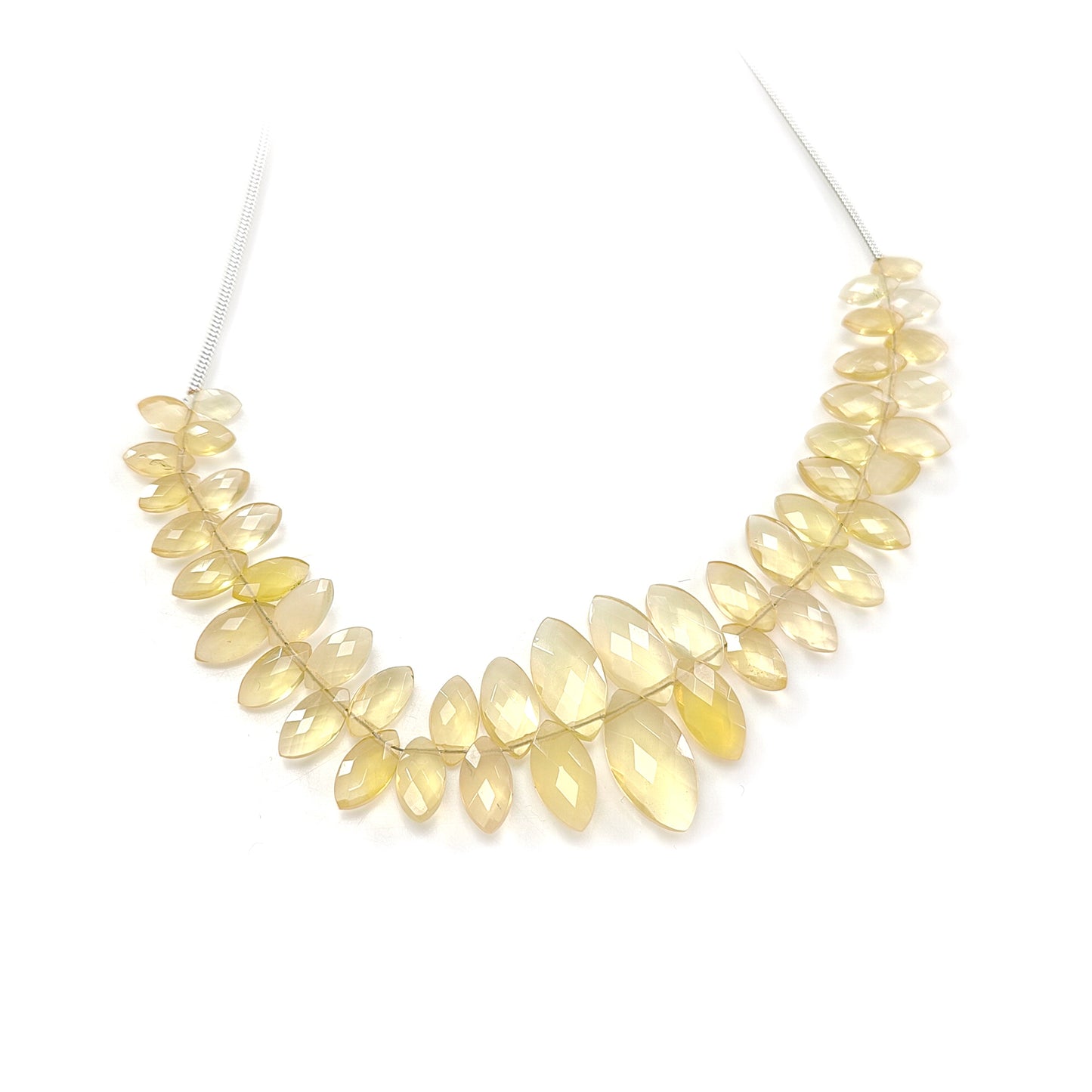 Yellow Opal Faceted Loose Beads: 23.00cts Natural Untreated Opal Gemstone Marquise Shape Both Side Cut Beads 5*2.5mm - 13*7mm 4.50" Strand