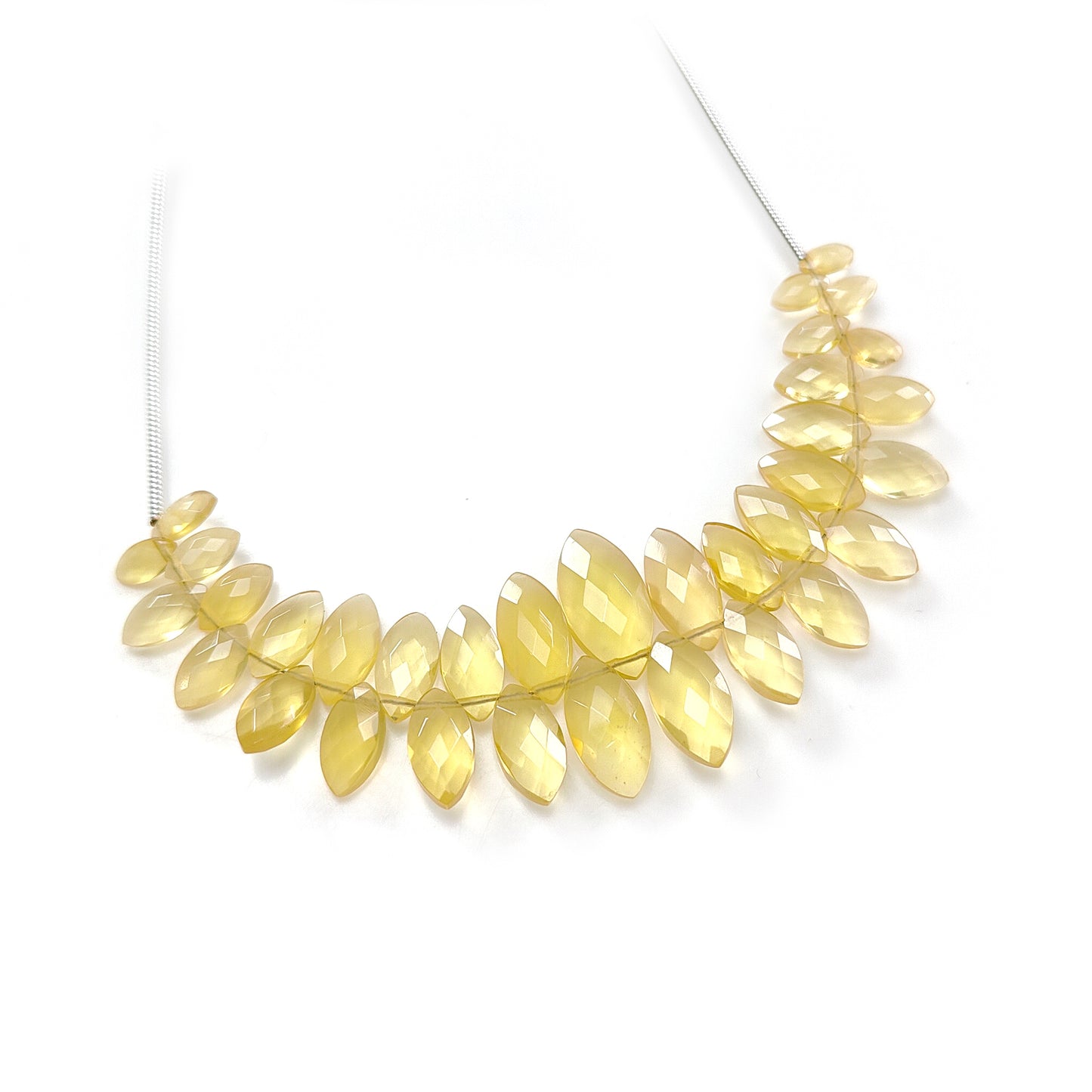 Yellow Opal Faceted Loose Beads: 25.00cts Natural Untreated Opal Gemstone Marquise Shape Both Side Cut Beads 6*3mm - 14*7mm 3.75" Strand