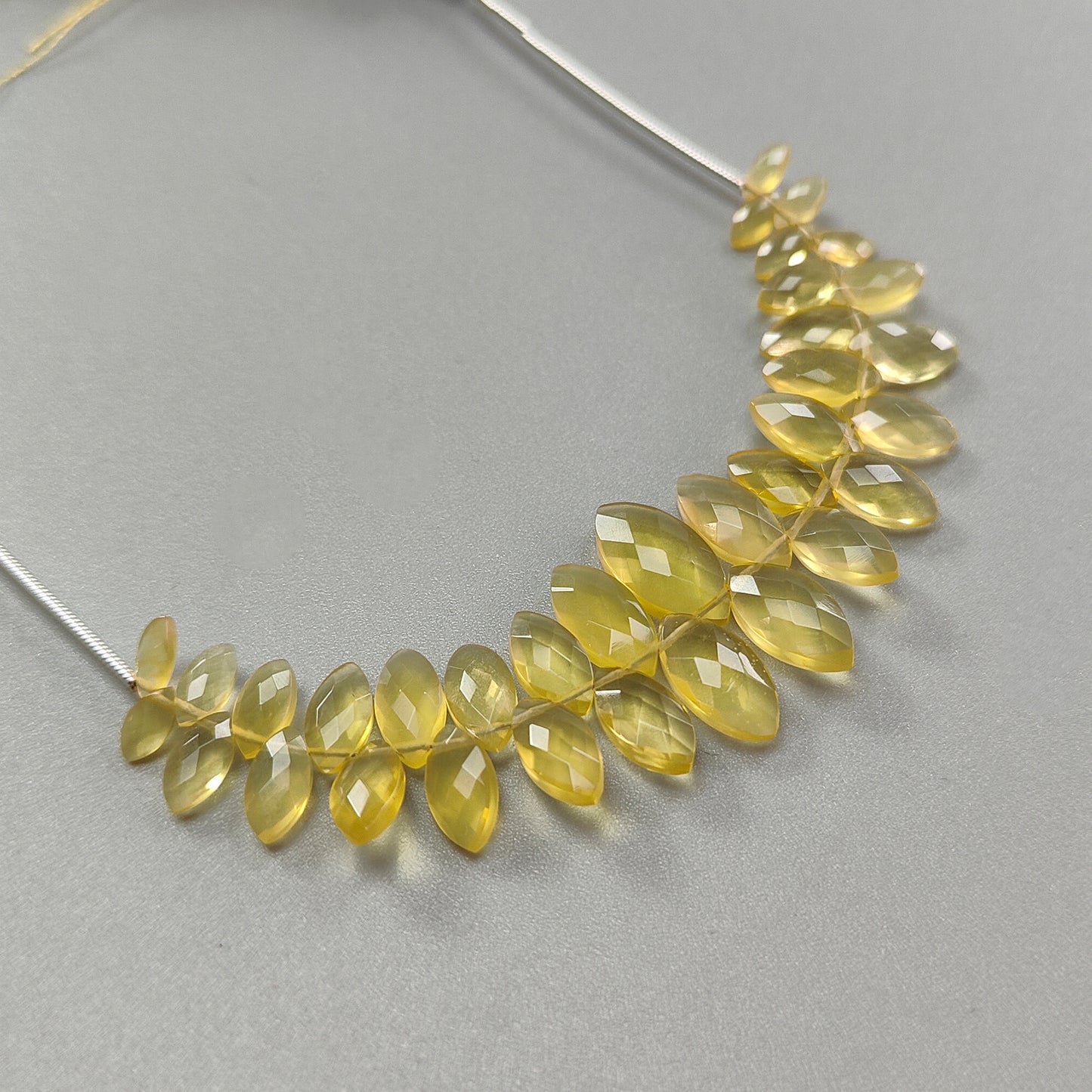 Yellow Opal Faceted Loose Beads: 25.00cts Natural Untreated Opal Gemstone Marquise Shape Both Side Cut Beads 6*3mm - 14*7mm 3.75" Strand