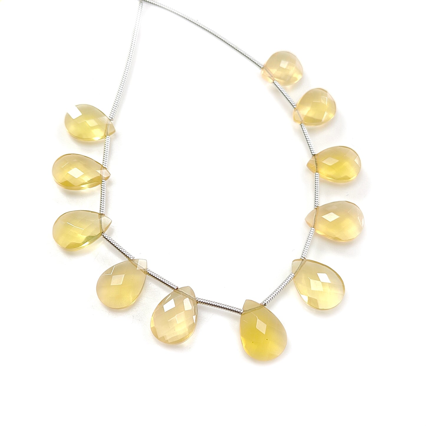 Yellow Opal Pear Checker Cut Beads