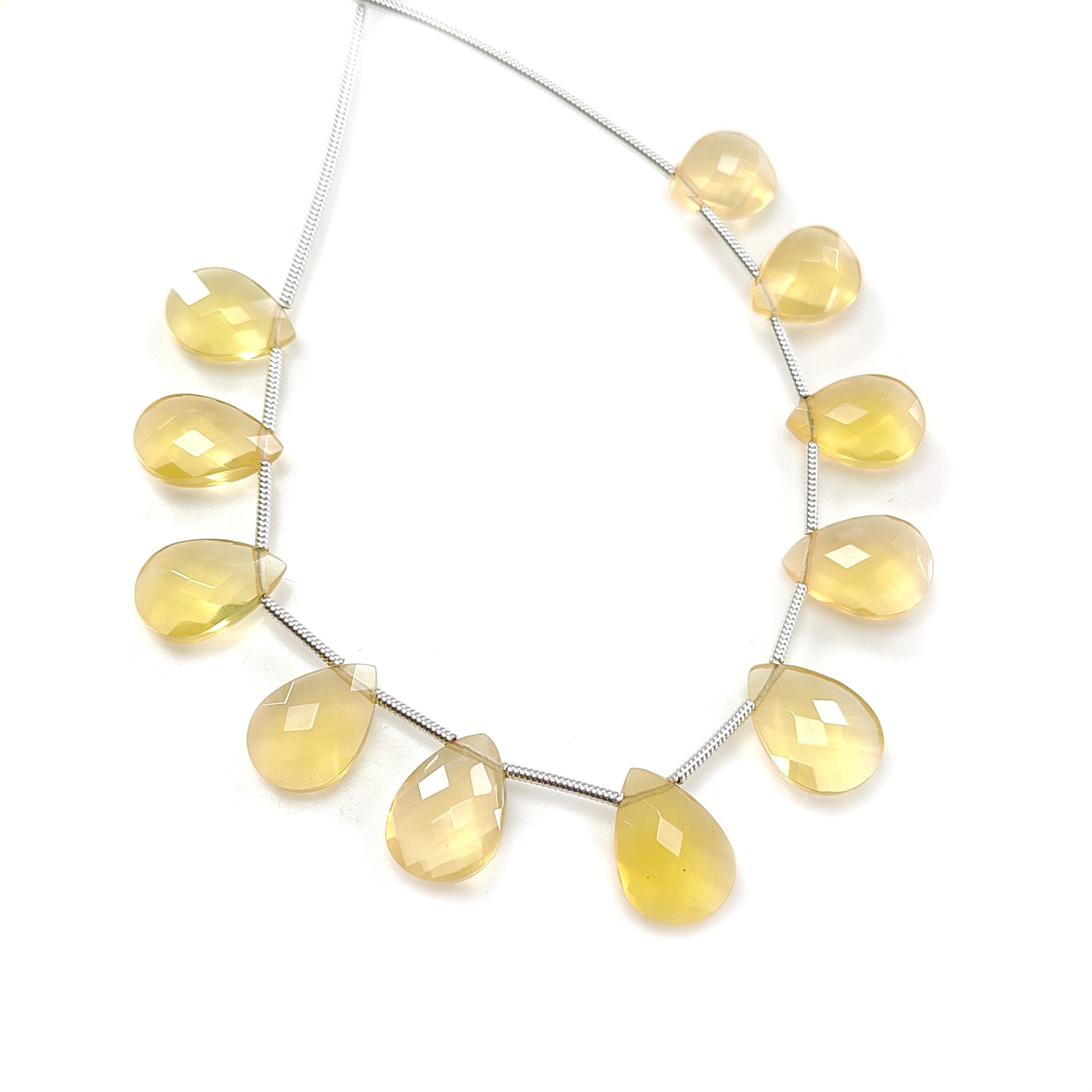 Yellow Opal Pear Checker Cut Beads