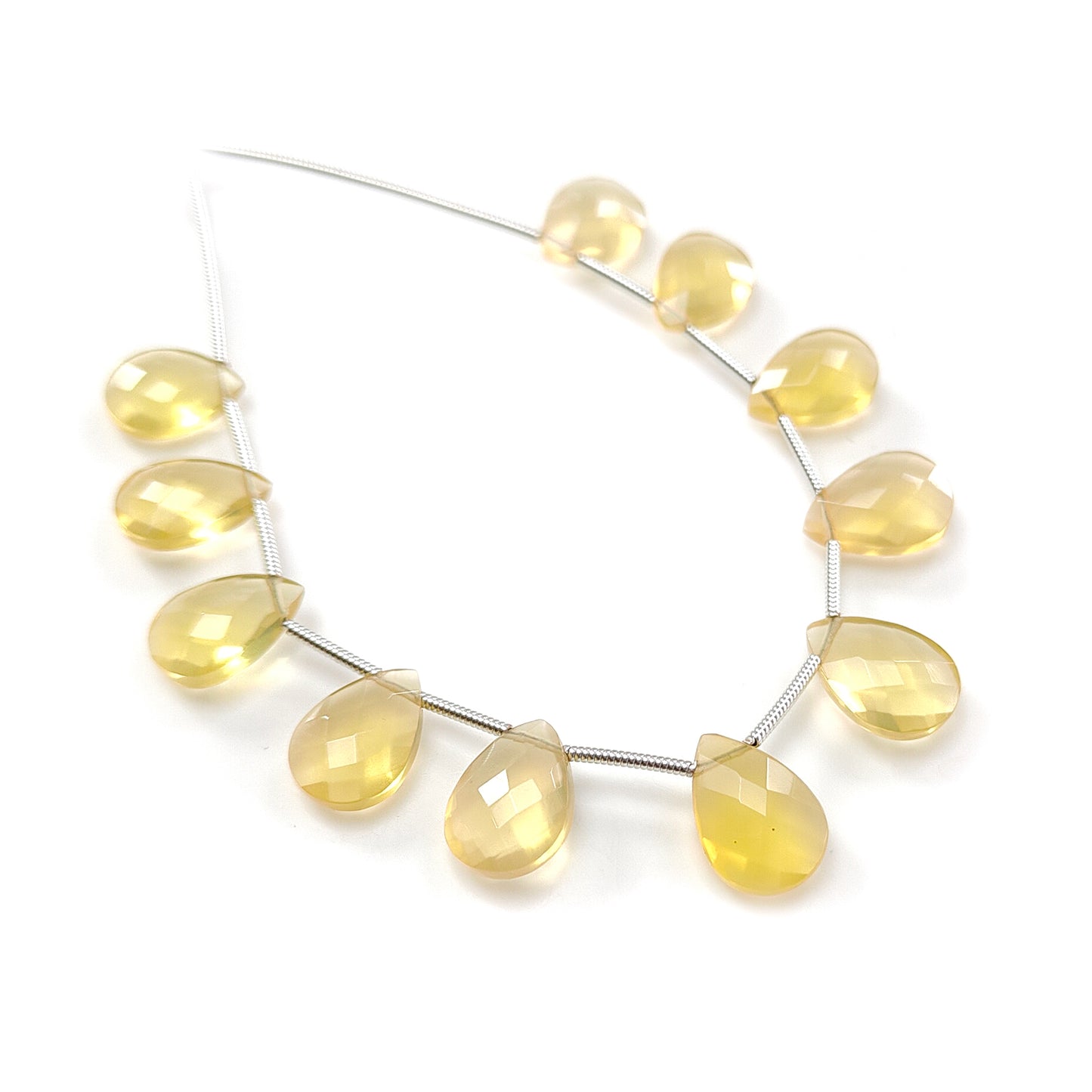 Yellow Opal Faceted Loose Beads: 24.50cts Natural Untreated Opal Gemstone Pear Shape Checker Cut Briolette Beads 11*7mm -13*9mm