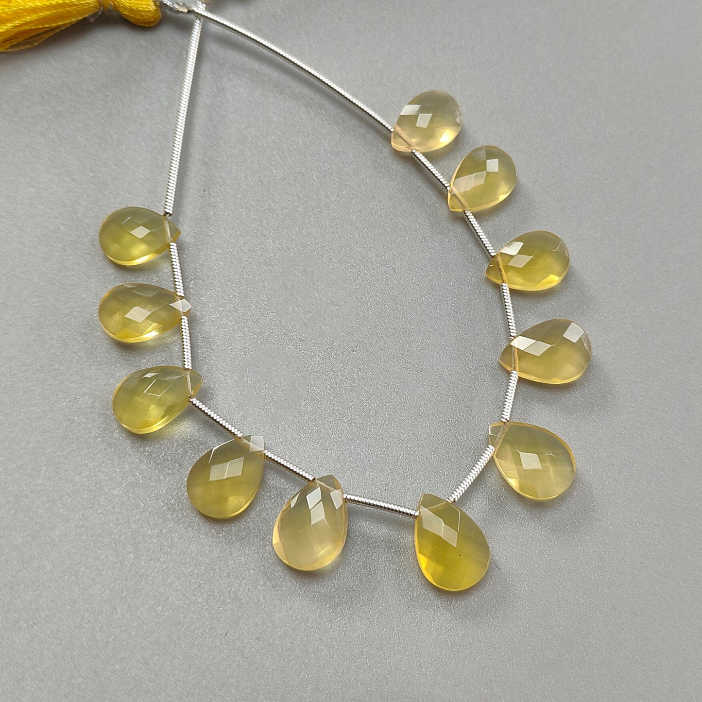 Yellow Opal Faceted Loose Beads: 24.50cts Natural Untreated Opal Gemstone Pear Shape Checker Cut Briolette Beads 11*7mm -13*9mm