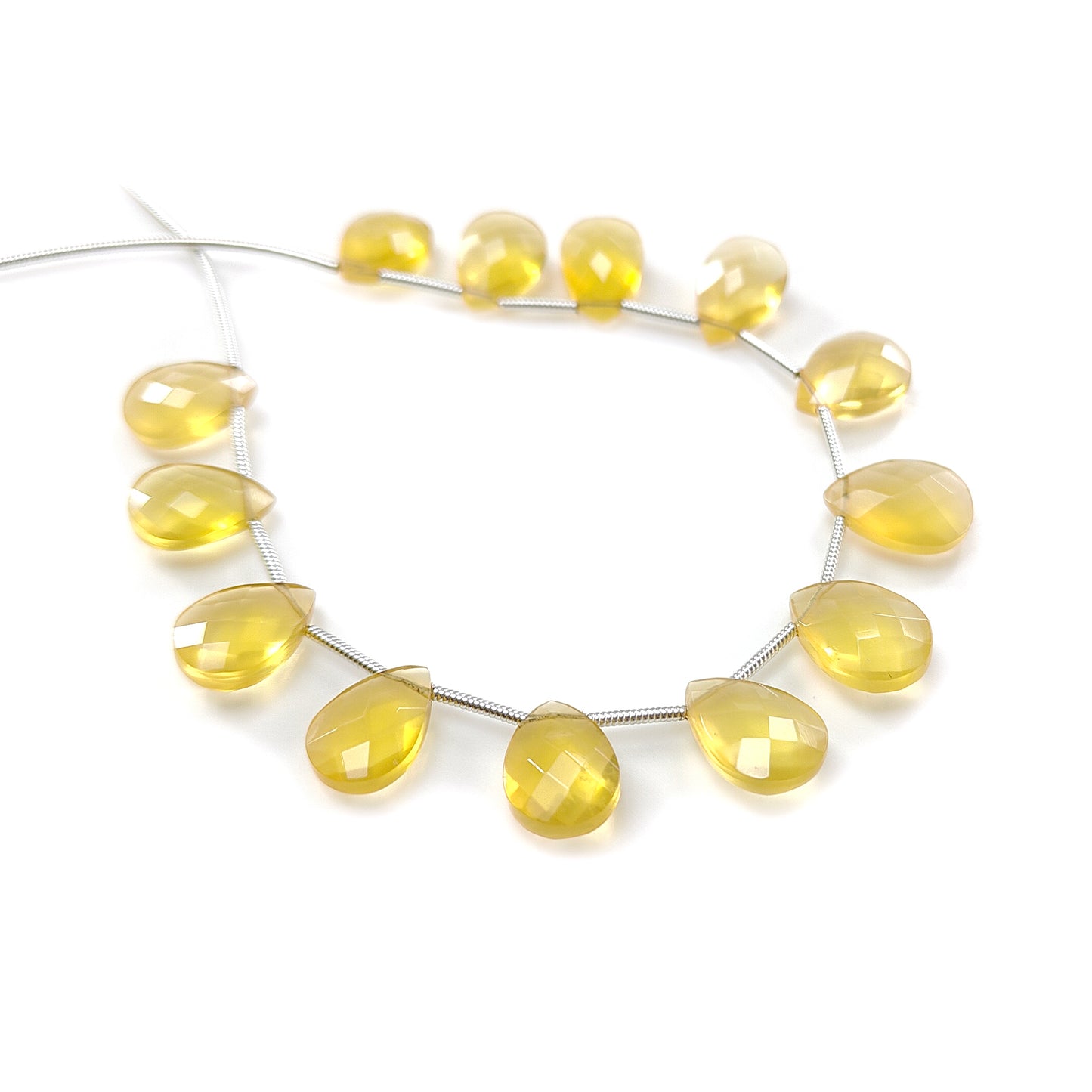 Yellow Opal Faceted Loose Beads: 31.90cts Natural Untreated Opal Gemstone Pear Shape Checker Cut Briolette Beads 11*8mm - 12*9mm