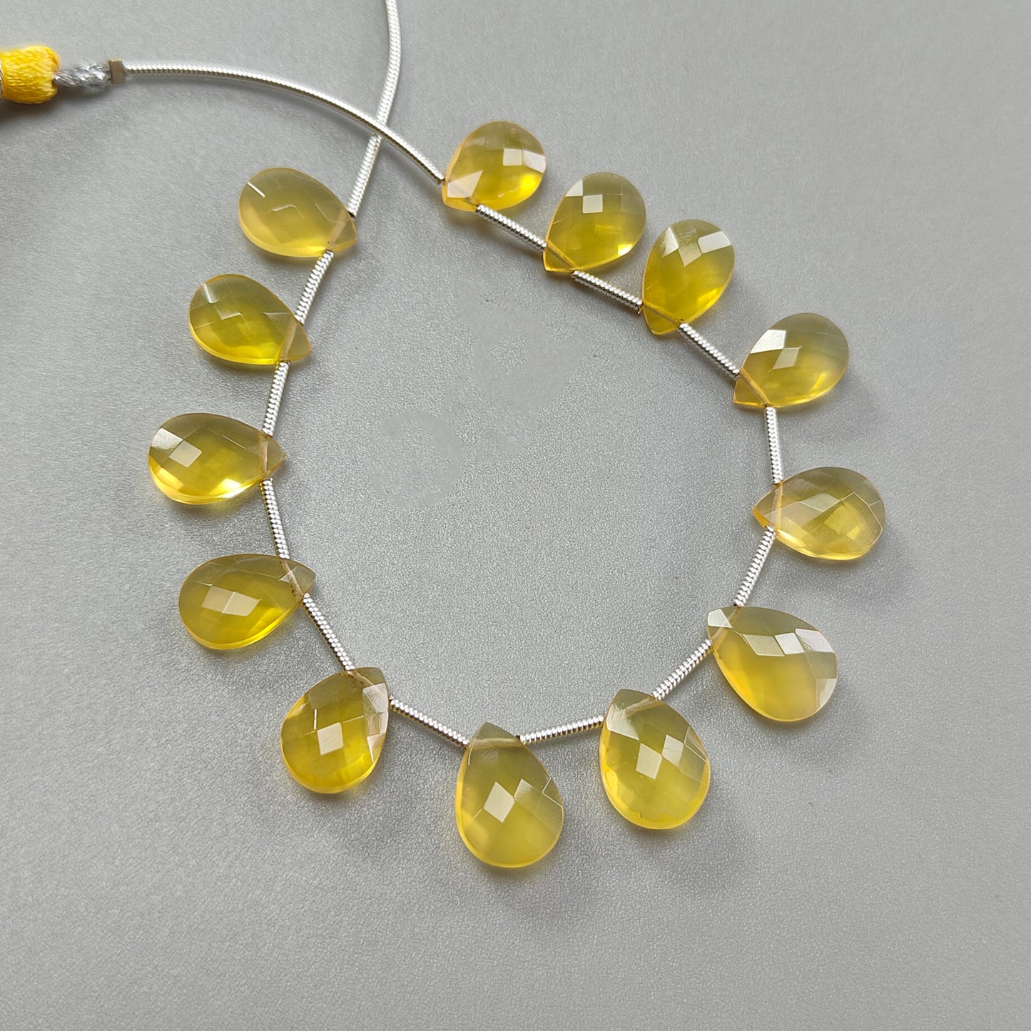 Yellow Opal Faceted Loose Beads: 31.90cts Natural Untreated Opal Gemstone Pear Shape Checker Cut Briolette Beads 11*8mm - 12*9mm