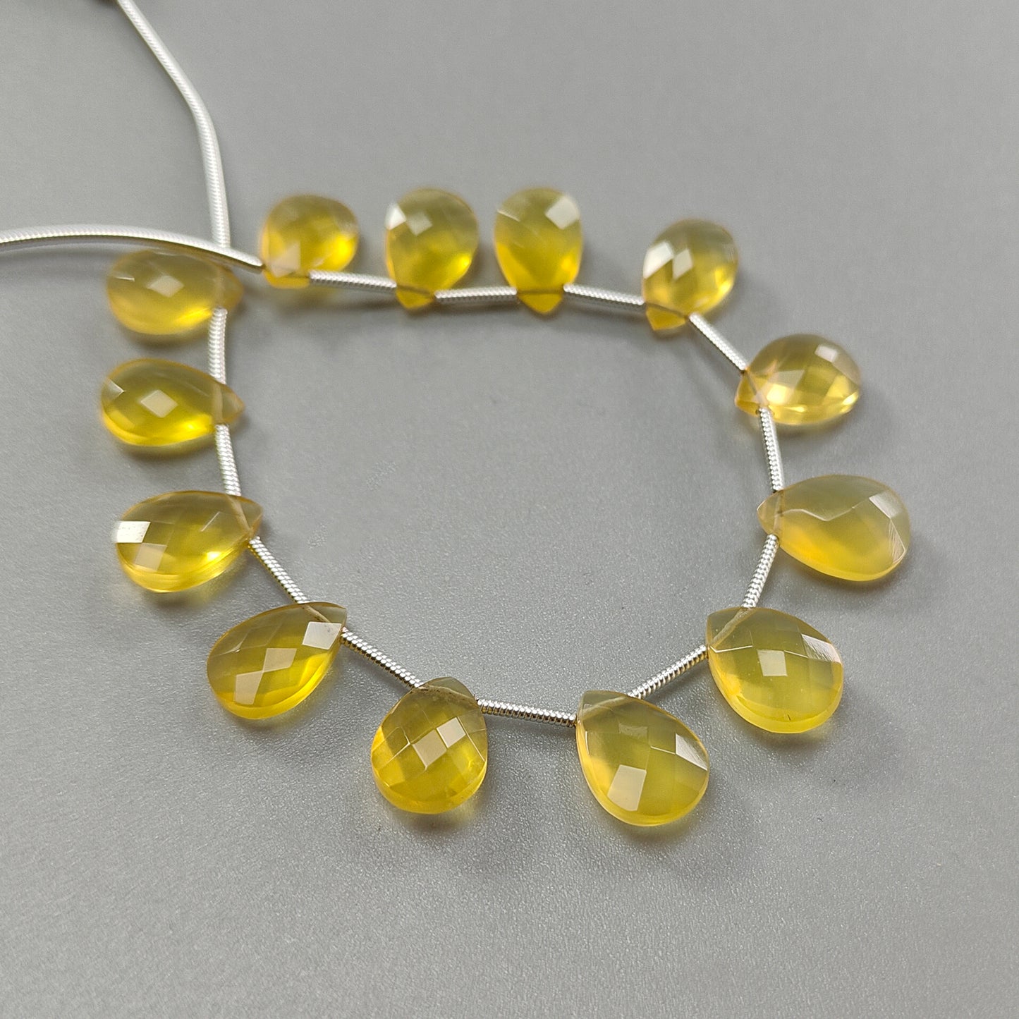 Yellow Opal Faceted Loose Beads: 31.90cts Natural Untreated Opal Gemstone Pear Shape Checker Cut Briolette Beads 11*8mm - 12*9mm