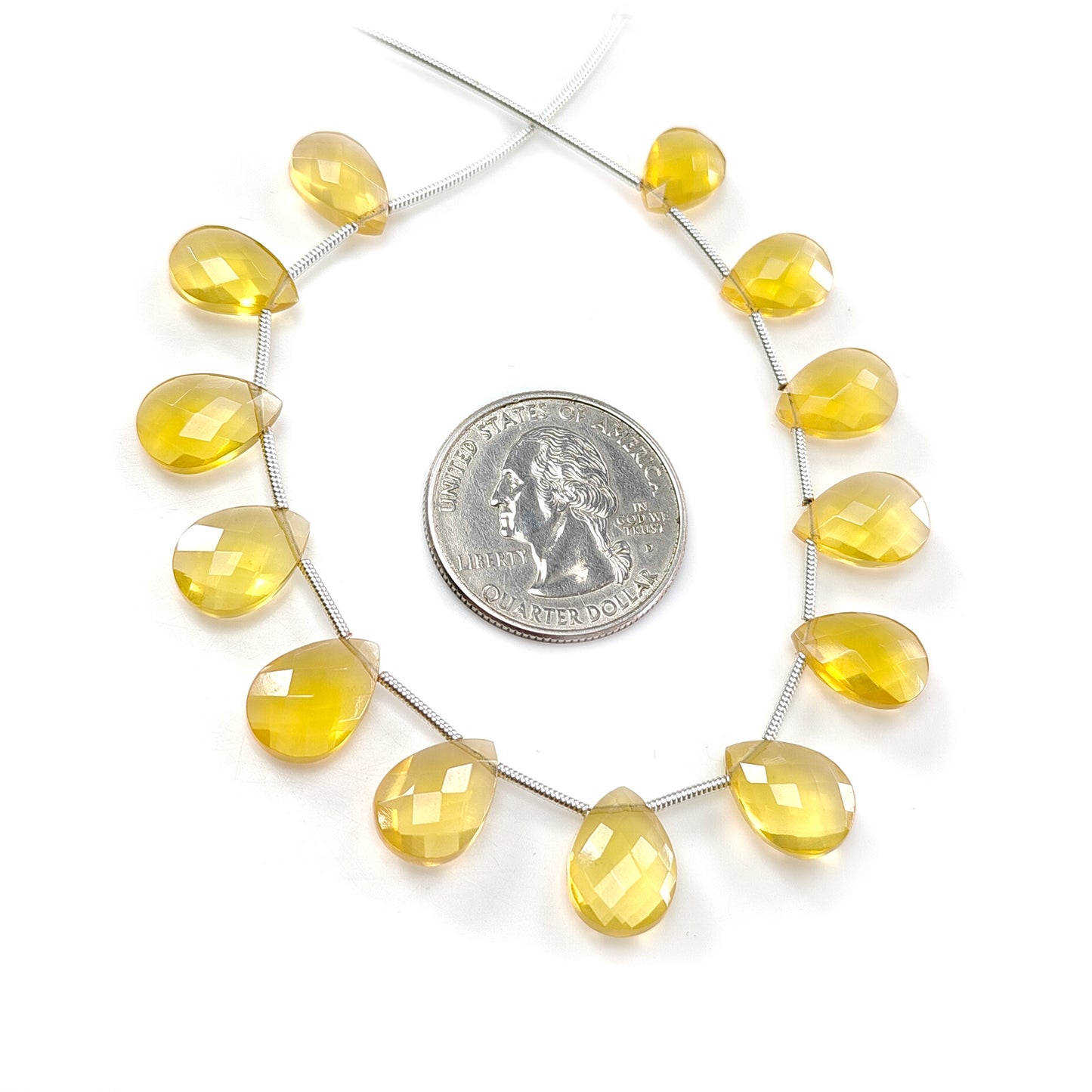 Yellow Opal Faceted Loose Beads: 34.00cts Natural Untreated Opal Gemstone Pear Shape Checker Cut Briolette Beads 11*8mm -13*9mm