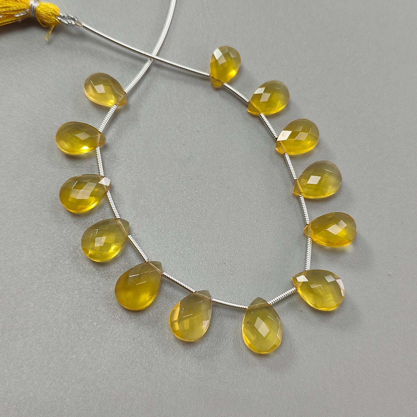 Yellow Opal Faceted Loose Beads: 34.00cts Natural Untreated Opal Gemstone Pear Shape Checker Cut Briolette Beads 11*8mm -13*9mm