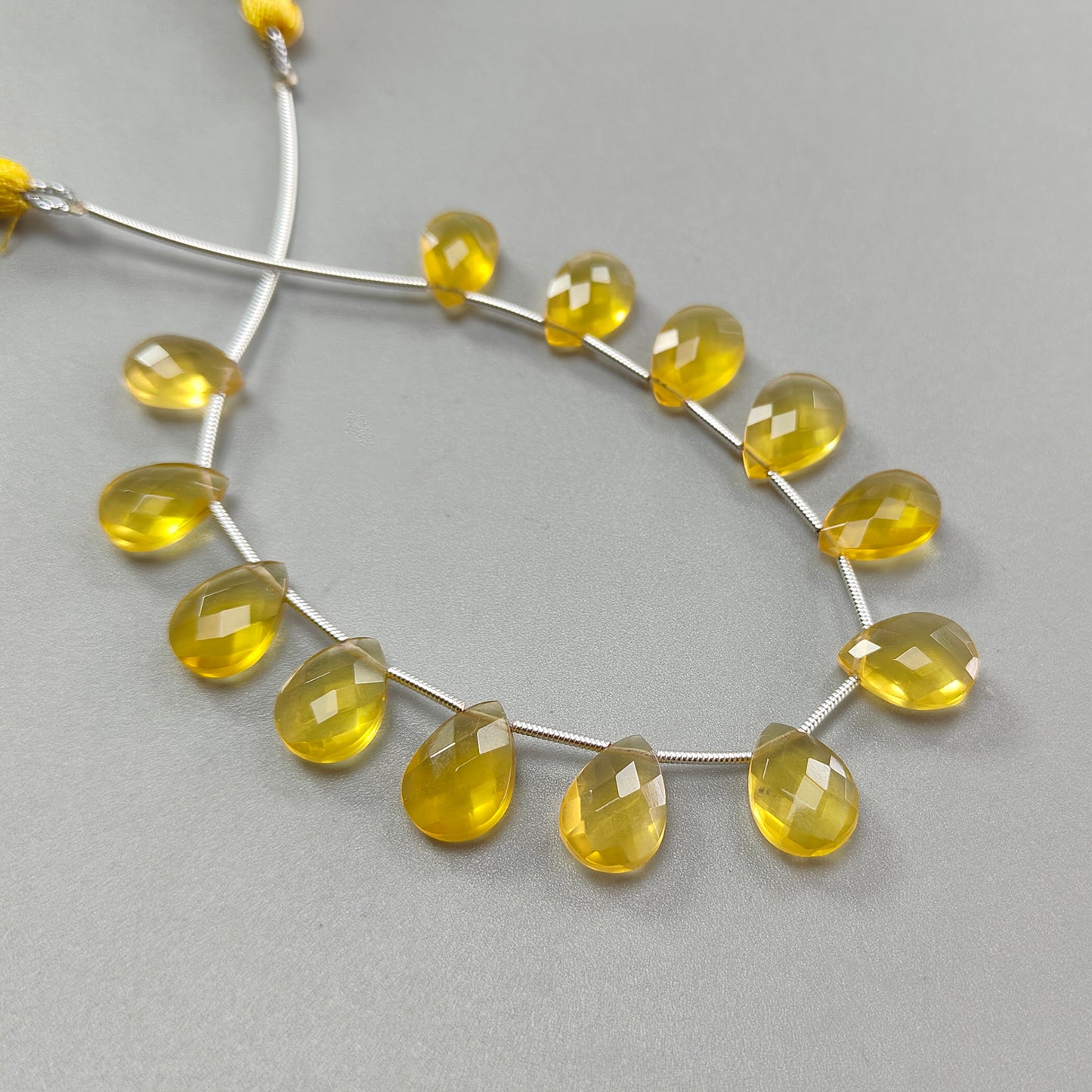 Yellow Opal Faceted Loose Beads: 34.00cts Natural Untreated Opal Gemstone Pear Shape Checker Cut Briolette Beads 11*8mm -13*9mm