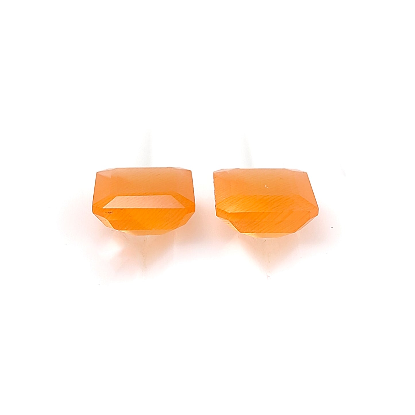 5.90cts Natural Untreated Mexican Yellow Fire Opal Gemstone Faceted Cut Cushion Pair