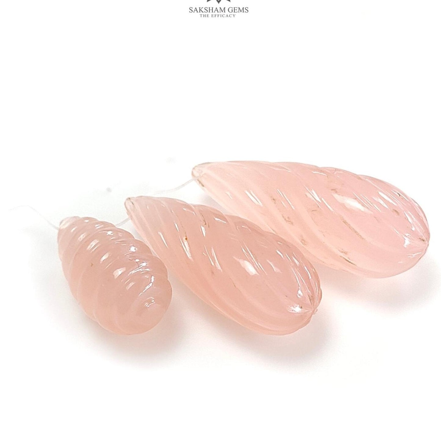 Peach Onyx Teardrops Carving 68.70cts