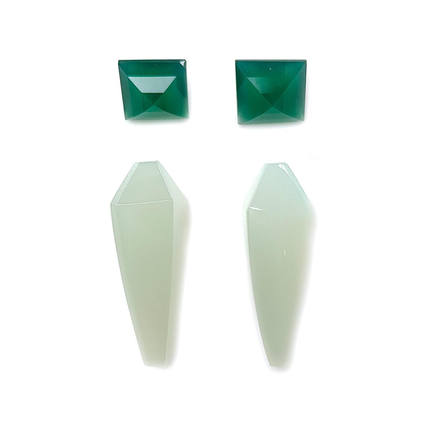 Multi Color Onyx Gemstone Faceted Cut: Natural Onyx Fancy Shape Step Cut 4pcs Set for Jewelry