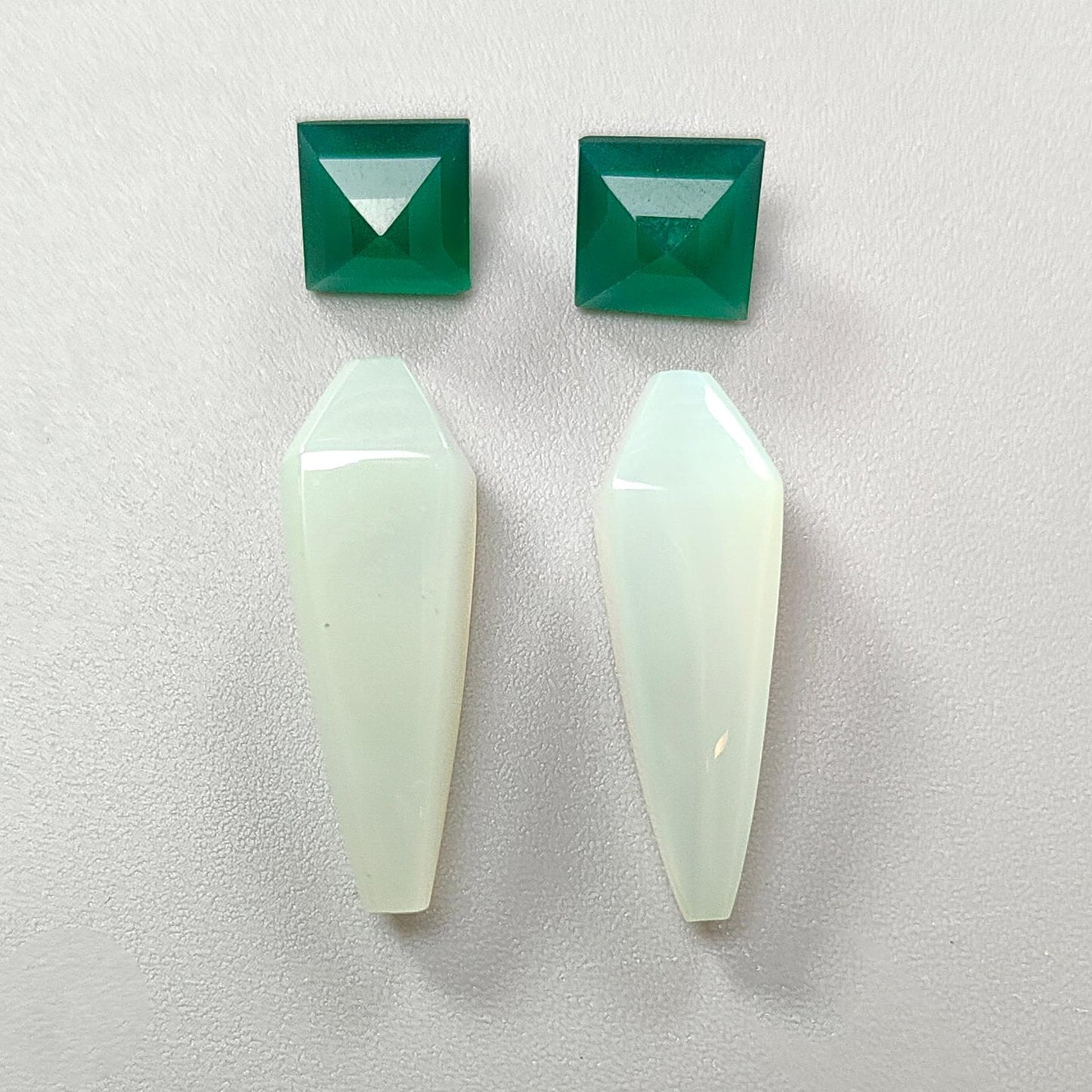 Multi Color Onyx Gemstone Faceted Cut: Natural Onyx Fancy Shape Step Cut 4pcs Set for Jewelry