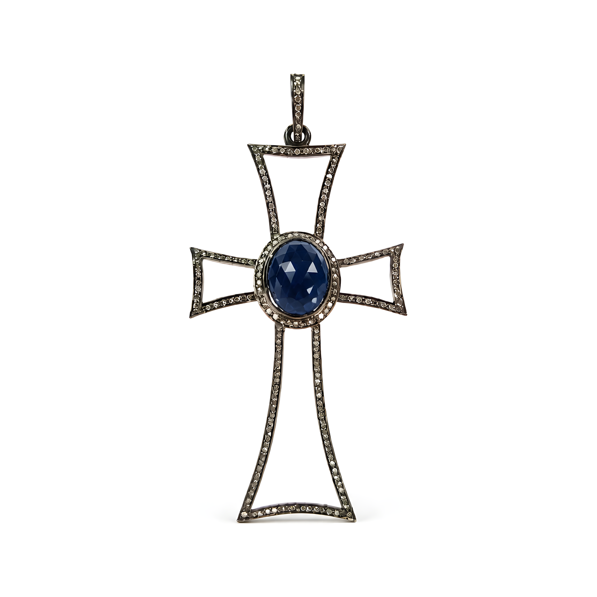 Sapphire & Diamond Gemstone 925 Silver Pendant