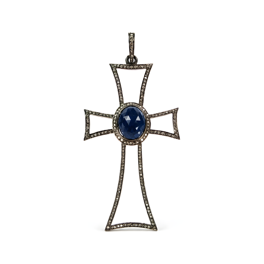 Sapphire & Diamond Gemstone 925 Silver Pendant